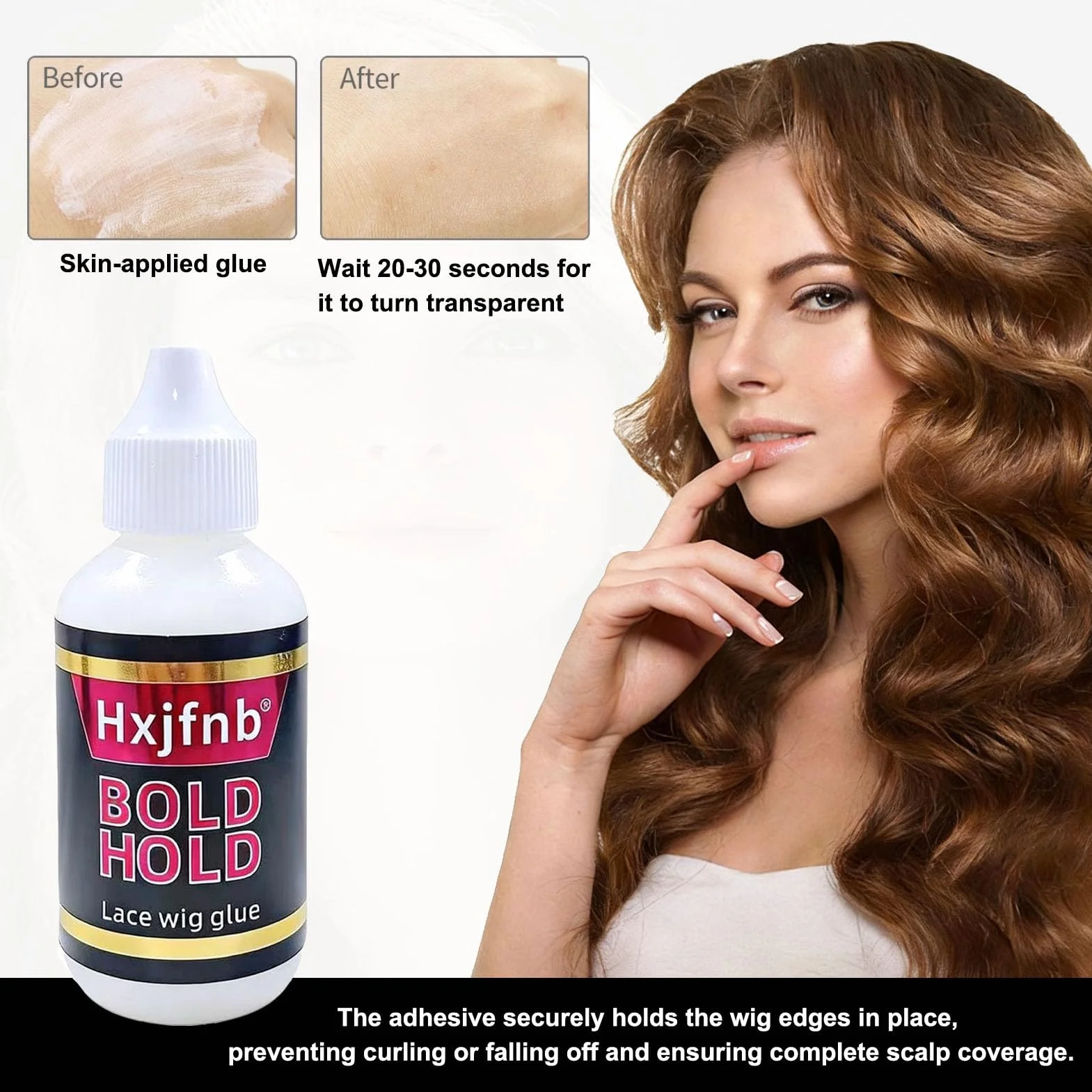 Pegamento para cabello y pelucas 60 ml, fuerte agarre, resistente al agua, para Lace Wigs