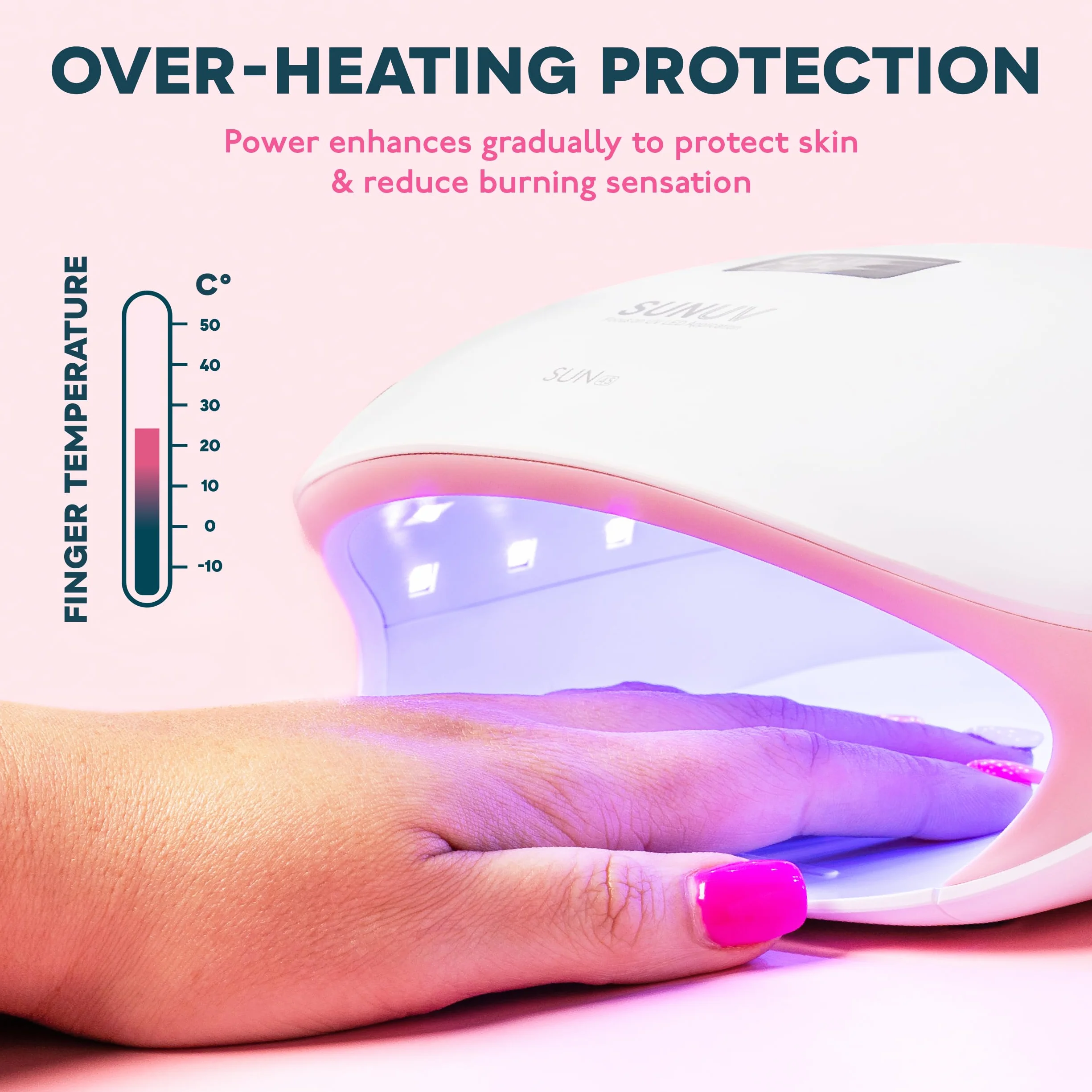 SUNUV Lámpara Led Uñas Secador UV de Uñas para Gel de Uñas con Temporizadores, Pantalla LCD para Hogar y Salón de Belleza