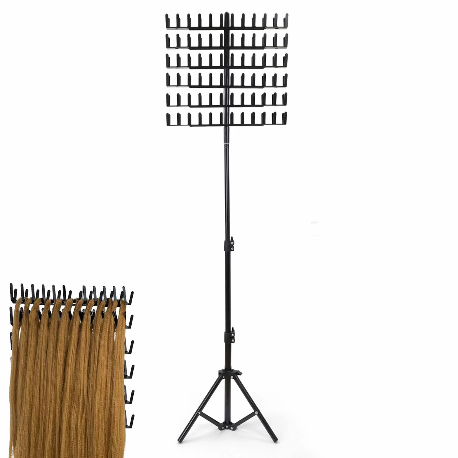 Soporte para extensiones de cabello ajustable 144 pinzas trenzas 2 lados