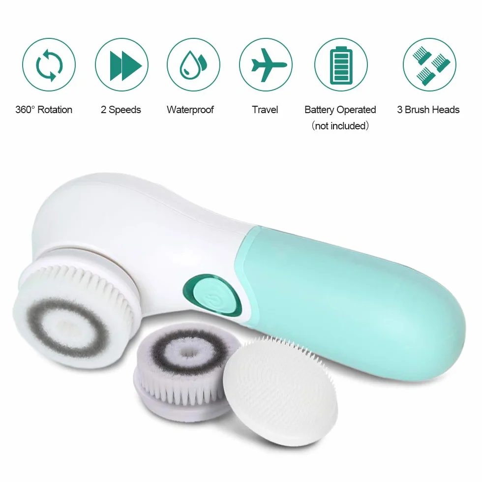 TOUCHBeauty Cepillo de limpieza facial eléctrico exfoliante con 3 cabezales y 2 velocidades