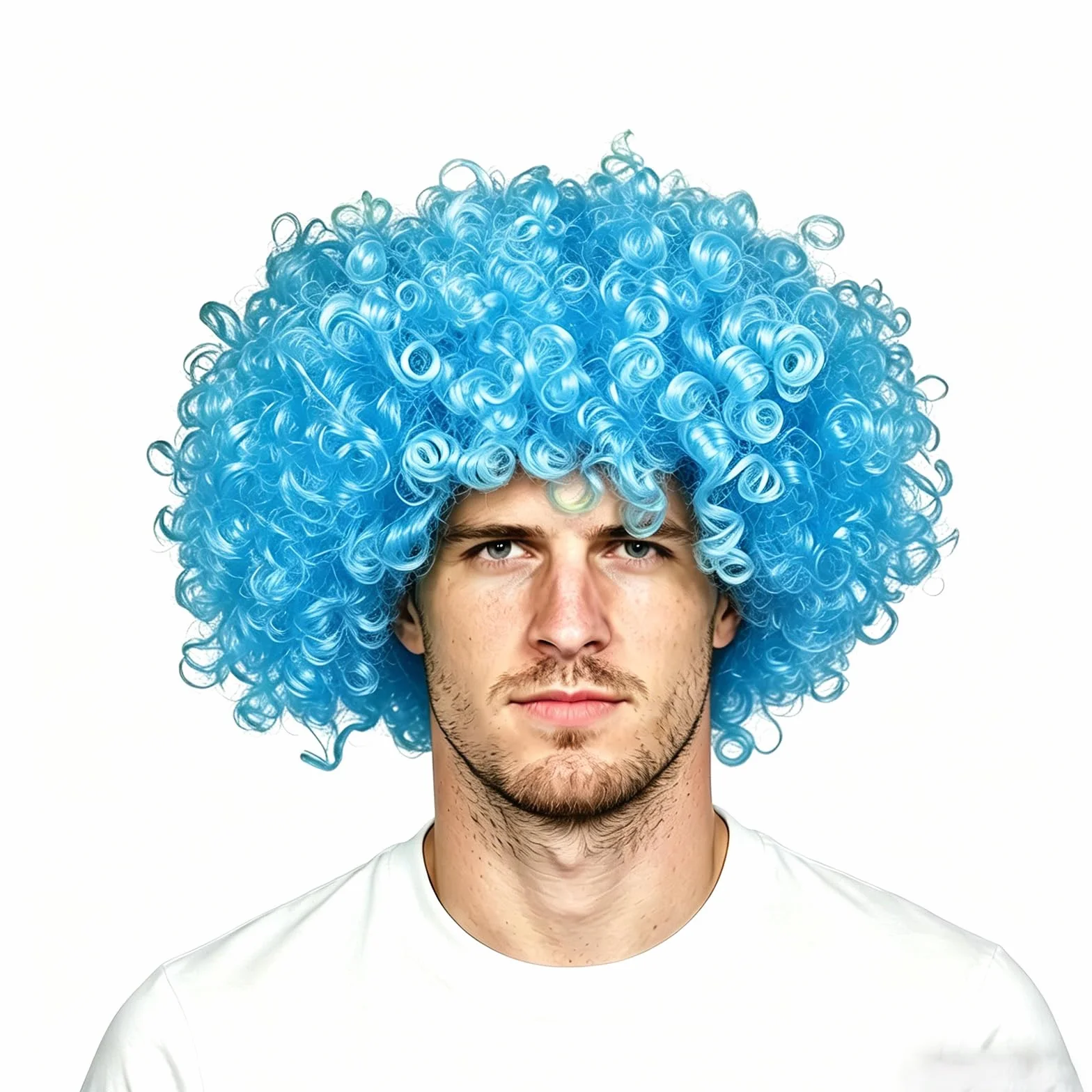 Peluca afro azul cielo para carnaval y disfraces