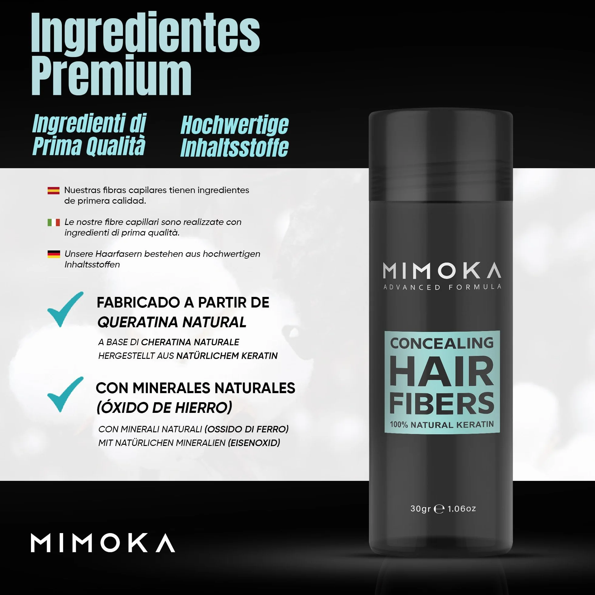 Mimoka Fibras Capilares 100% Naturales Castaño Oscuro 30g