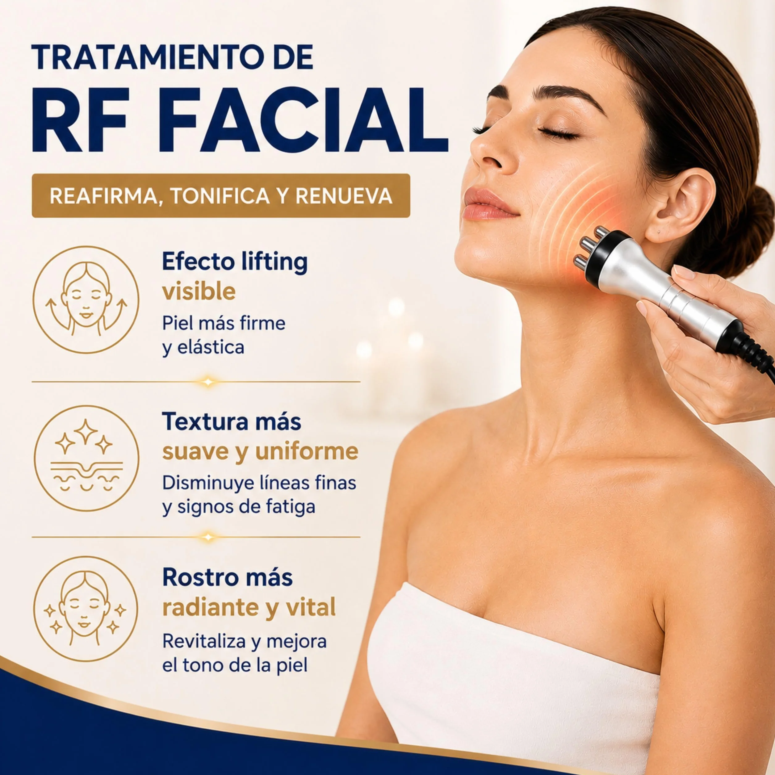 Radiofrecuencia Facial y Corporal 3 en 1 - Aparato de Cavitacion y Masajeador Profesional - Maquina 40 Khz 3 Cabezales