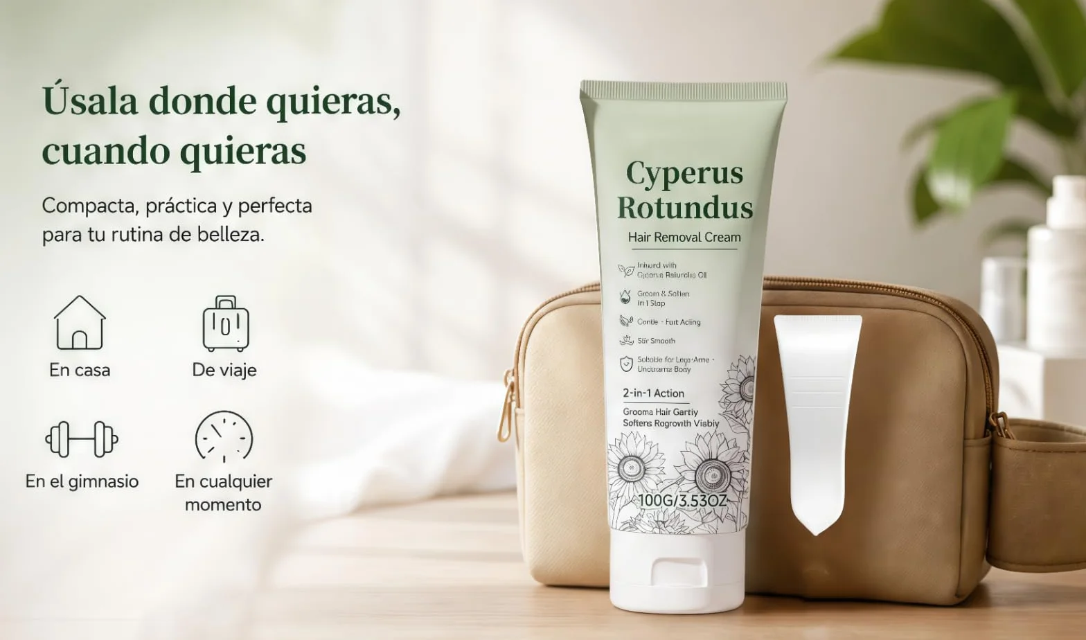 Cyperus Rotundus Crema Depilatoria 2 en 1 Corporal Humectante Para Piernas Pecho Vientre Axilas