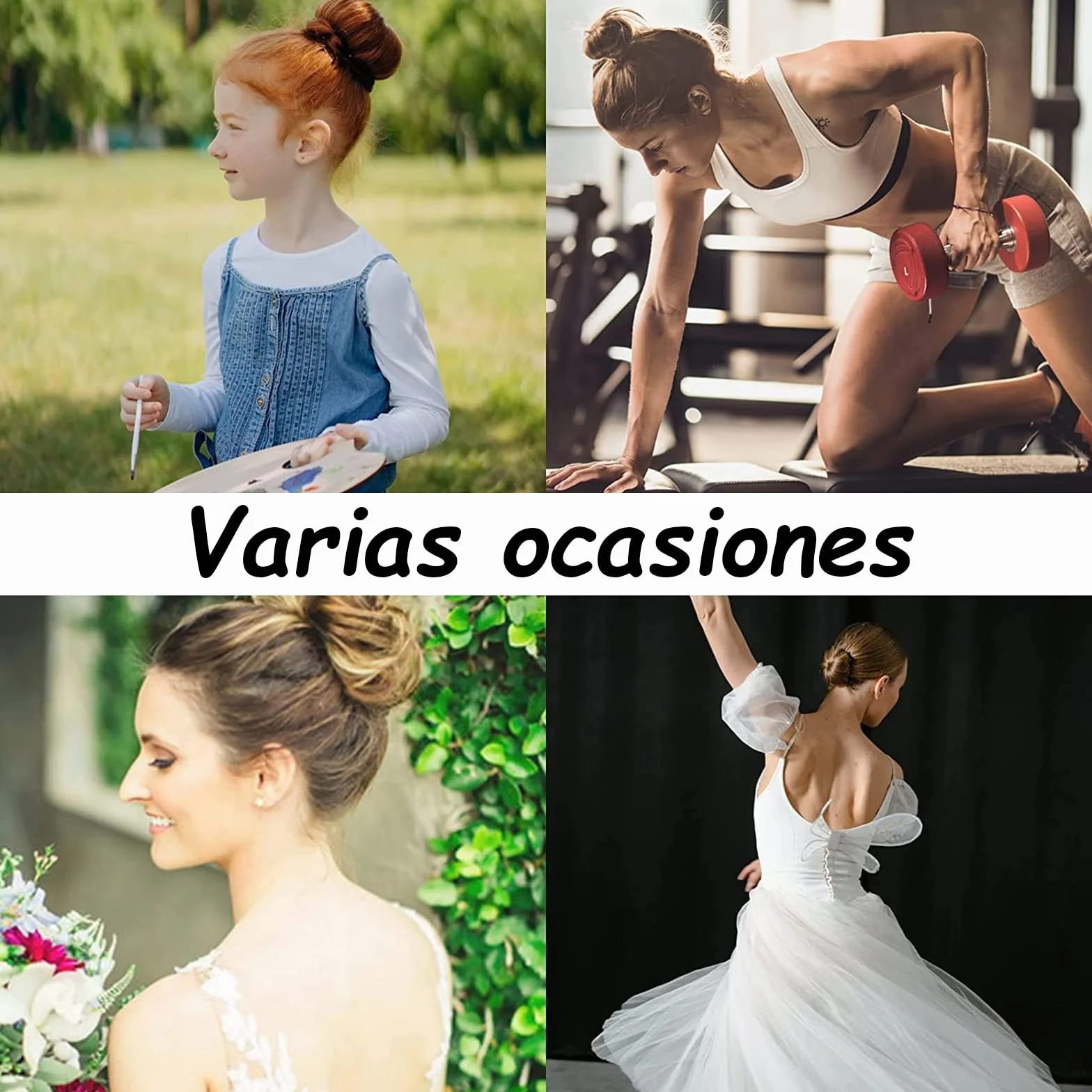 VEGCOO Donut de Pelo Moño Accesorios de Peinado Kit con 10 Gomas Negras y 15 Horquillas (marrón)