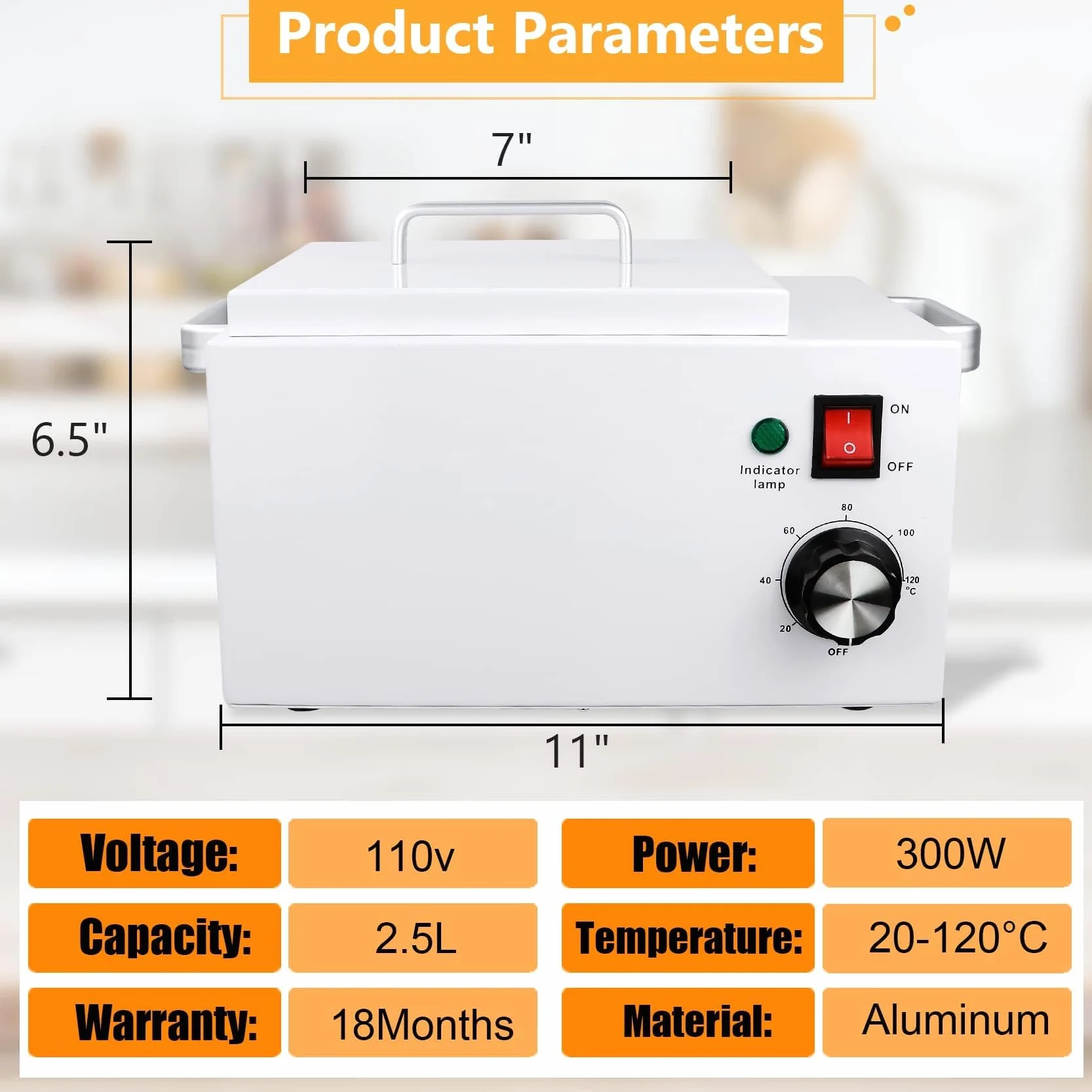 Calentador de cera profesional de 5.5 libras para depilación, calefacción eléctrica de cera, con control de temperatura de 0 a 120 °C, bote de cera grande de parafina, equipo de salón de spa, salón de