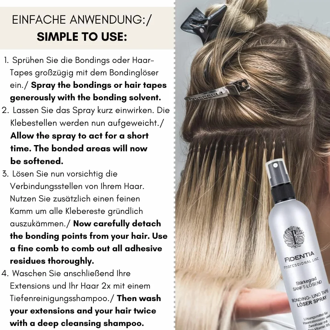 Fidentia Gel líquido para uniones y cintas, disolvente para extensiones de cabello, 100 ml