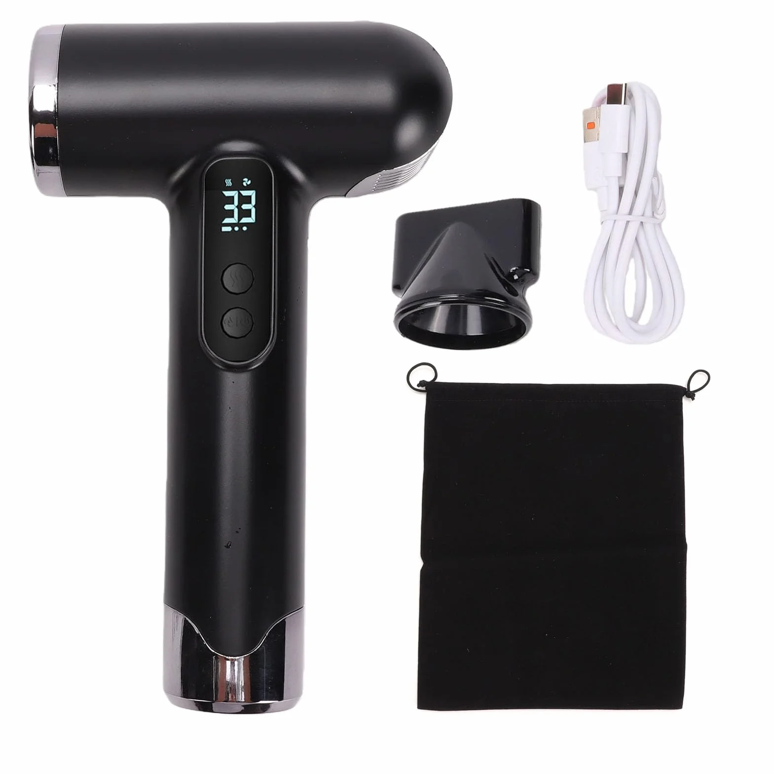 Secador de Pelo Inalámbrico con Batería de 15000 MAh - Secador de Pelo Portátil Recargable por USB con Boquilla para Viajes y Peinados en Dormitorios