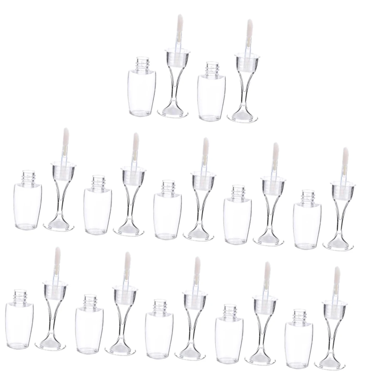 Mikinona Tubos Vacíos Para Brillo De Labios Forma De Copa De Vino Recargables Plástico Duradero Kit Para Diy Y Viaje Envases Transparentes Y Rojos Para Tintes Y 24 Piezas*3