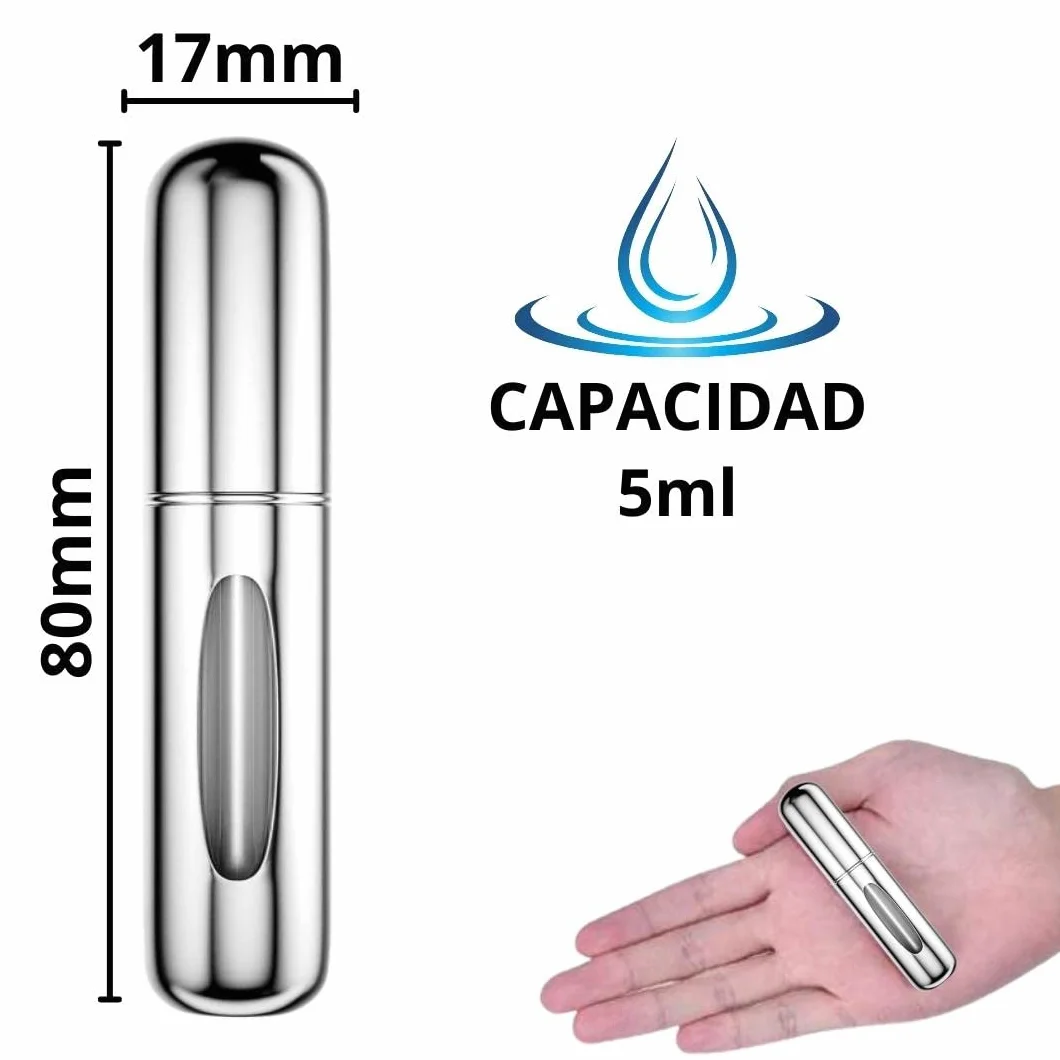 Atomizador Perfume Recargable 5ML, Mini Botella Rociadora Portátil, Pulverizador Colonia Sin Fugas, 5 PCS