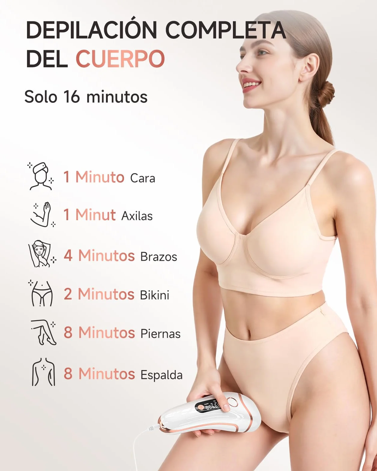 Haarlosy Depiladora Luz Pulsada IPL 9 Niveles Energía 2 Modos 999,999 Flashes IFE05