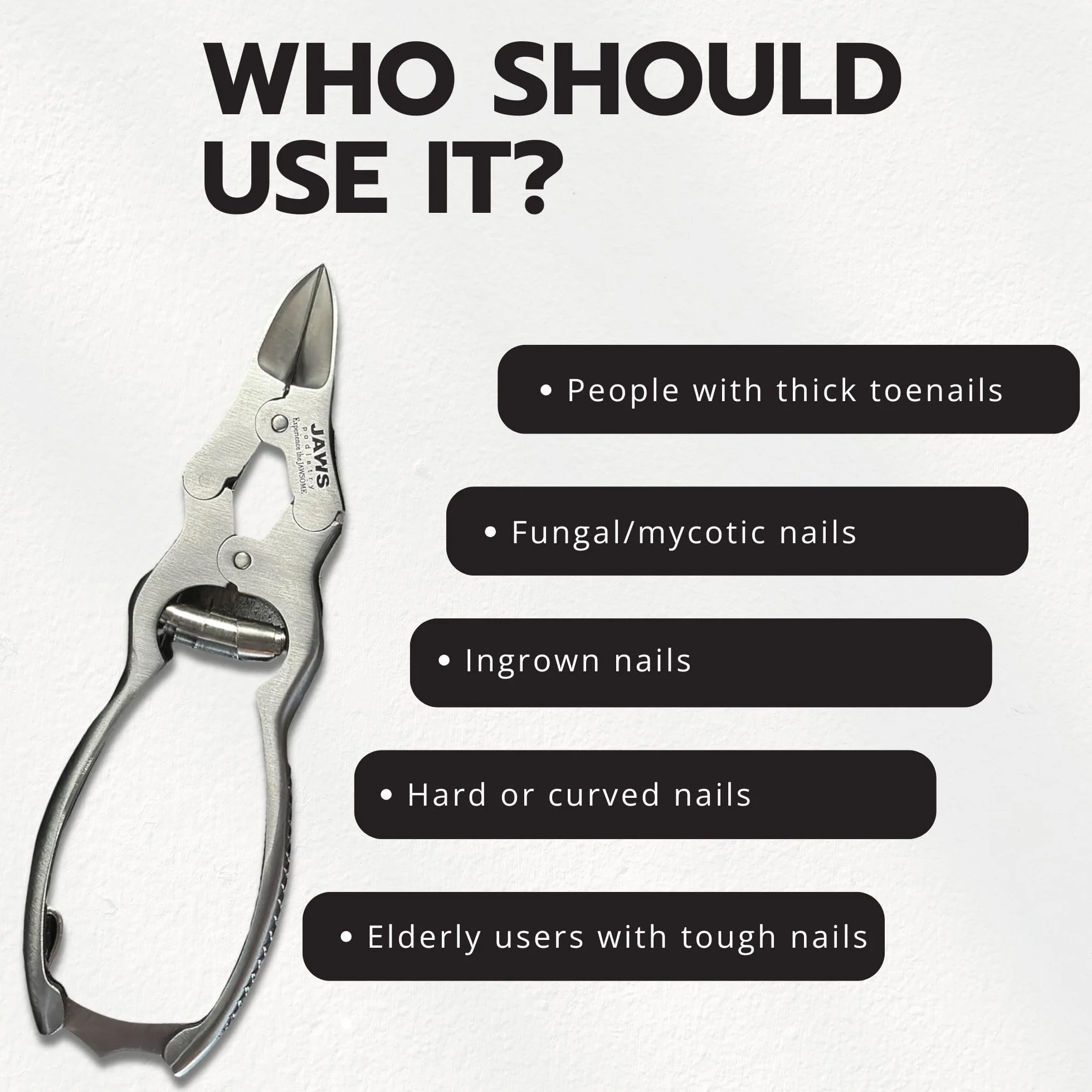 Cortaúñas grande de grado quirúrgico, cortaúñas de acero inoxidable recomendado por podólogos, herramientas de pedicura para uñas gruesas de los pies Jaws Podiatry