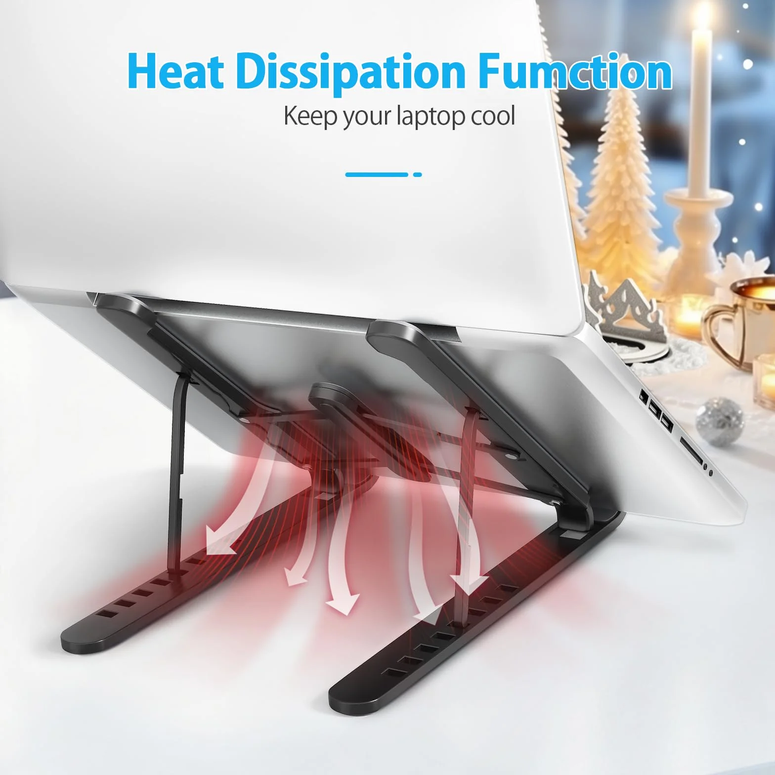 Soporte Portátil Ajustable 8 Ángulos, Laptop Stand Plástico ABS Silicona Antideslizante para Portátiles Tableta Teléfono 10-15.6"