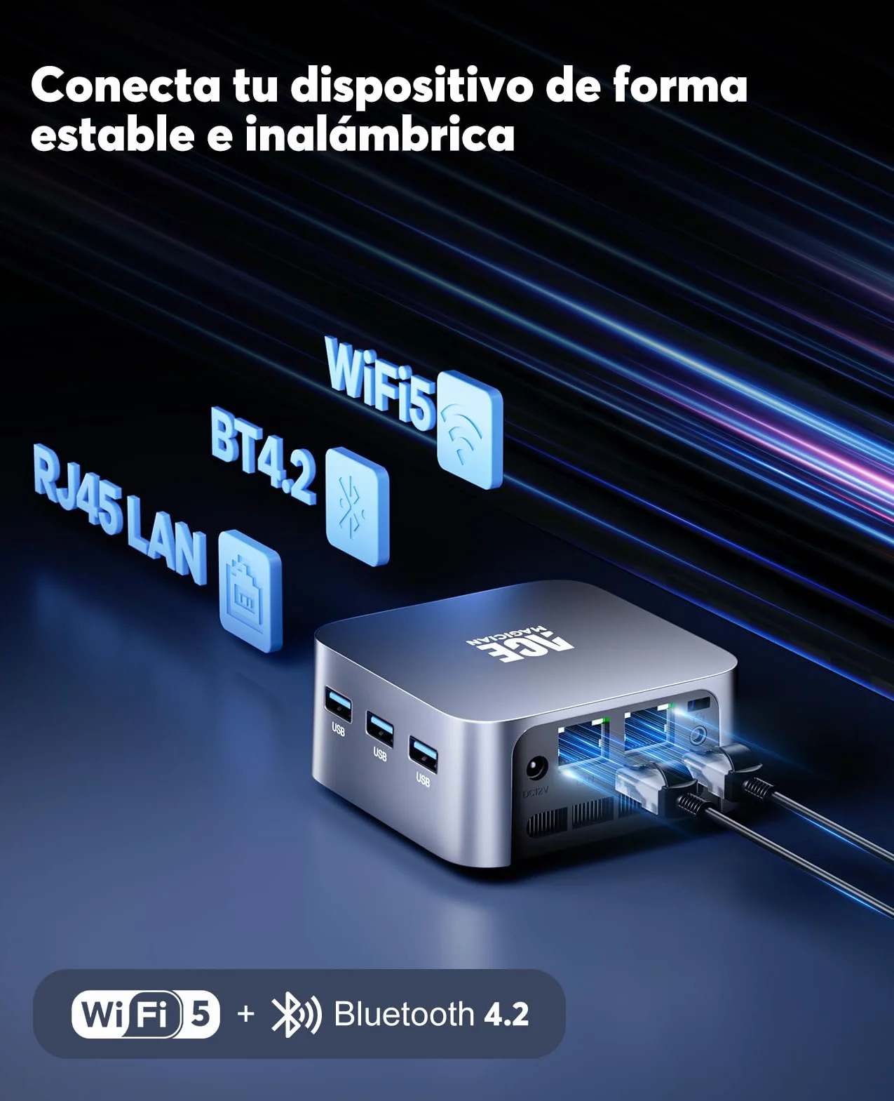 ACEMAGICIAN Mini PC T8Plus, 12th Gen Intel Alder Lake N100, 16GB LPDDR5 512GB M.2 SSD, W11 Pro, Dual RJ45, 4K HDMI, WiFi 5