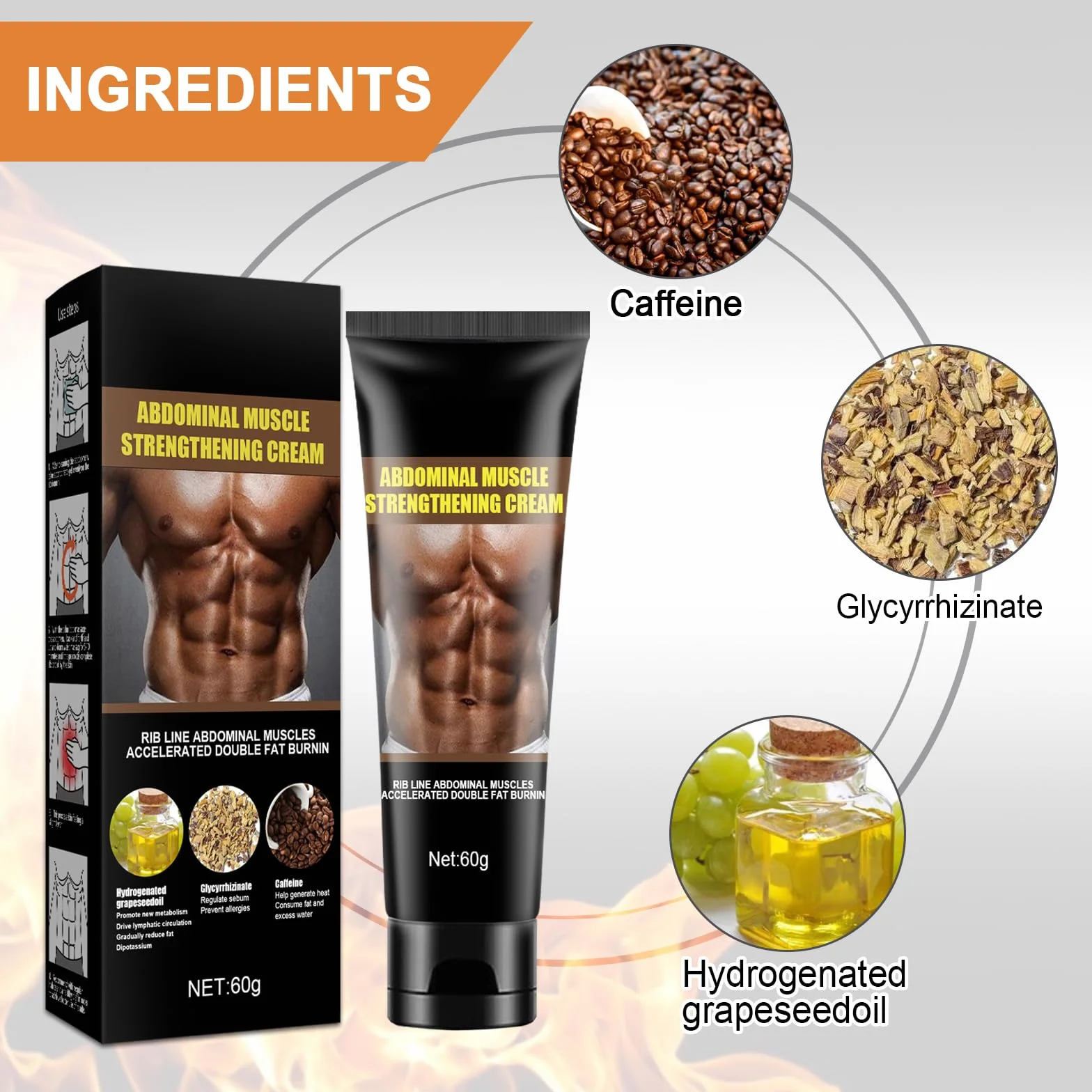 Crema Caliente Reductora Quemagrasas Abdominales Cintura Glúteos 60g