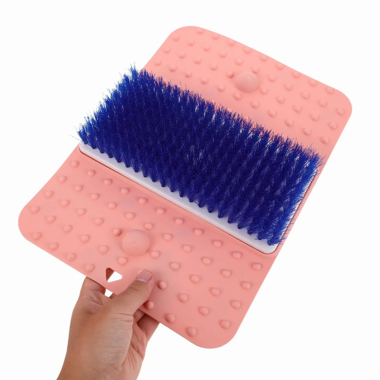Limpiador de Pies para Ducha Rosa con Cepillo Integrado Antideslizante | Tpr y Pvc, Masaje y Exfoliación de Talones, Uso en Baño o Viaje, Formato de Alfombrilla con Ventosas