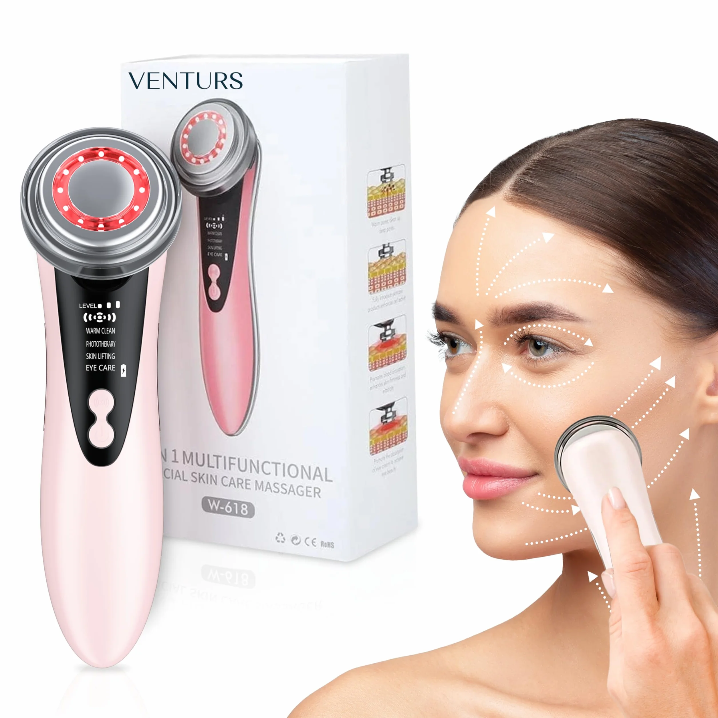 Aparato Radiofrecuencia Facial 5 en 1 Masajeador Antiarrugas Electrico Profesional