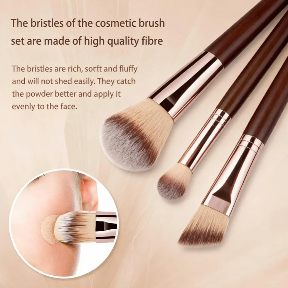 Brochas de Maquillaje Profesional Sintéticas Premium, 20 Piezas con Difusores y Bolsa de Viaje para Polvo, Colorete, Sombra