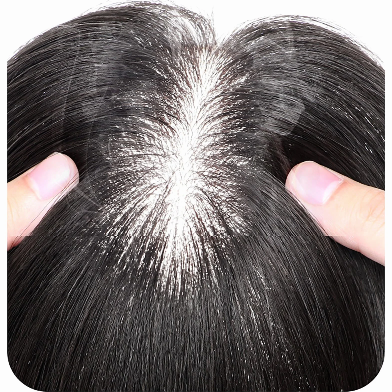 Adornos for El Cabello Negro for Mujeres Humano Postizos Extensiones De Pelo Con Cobertura De 360° De 10/12 Pulgadas Peluca Con Clip De Base De Seda De 12 X 14 Cm for Canas(30cm)