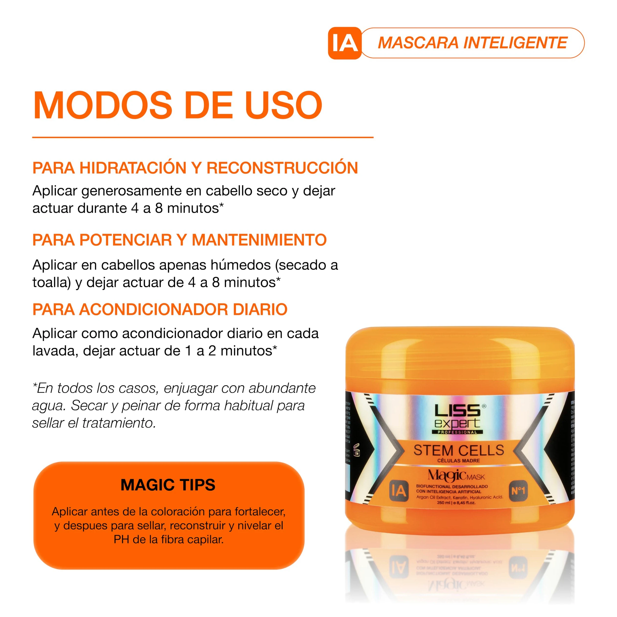 Liss Expert Kit Alisado Y Mantenimiento IA Con Células Madre – Keratina, Colágeno Y Aceite De Argán – Tratamiento Profesional – Hidratación Profunda