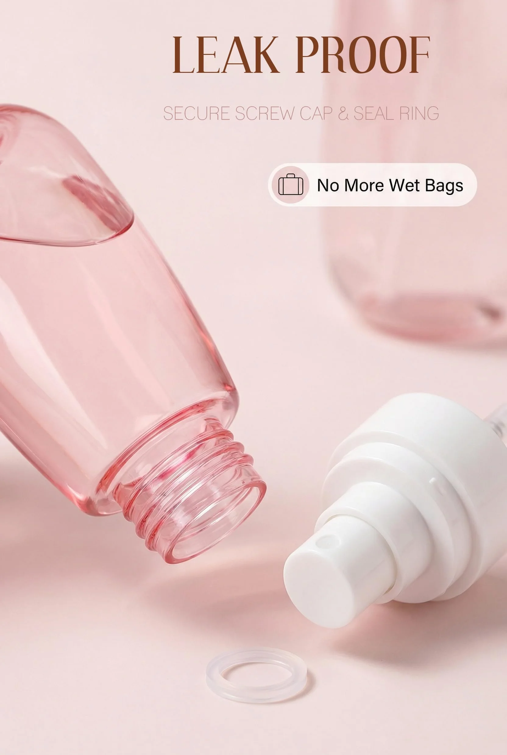 Spray pequeñas botellas de vapor reutilizables a prueba de fugas tamaño viaje TSA 60ml 3 unidades