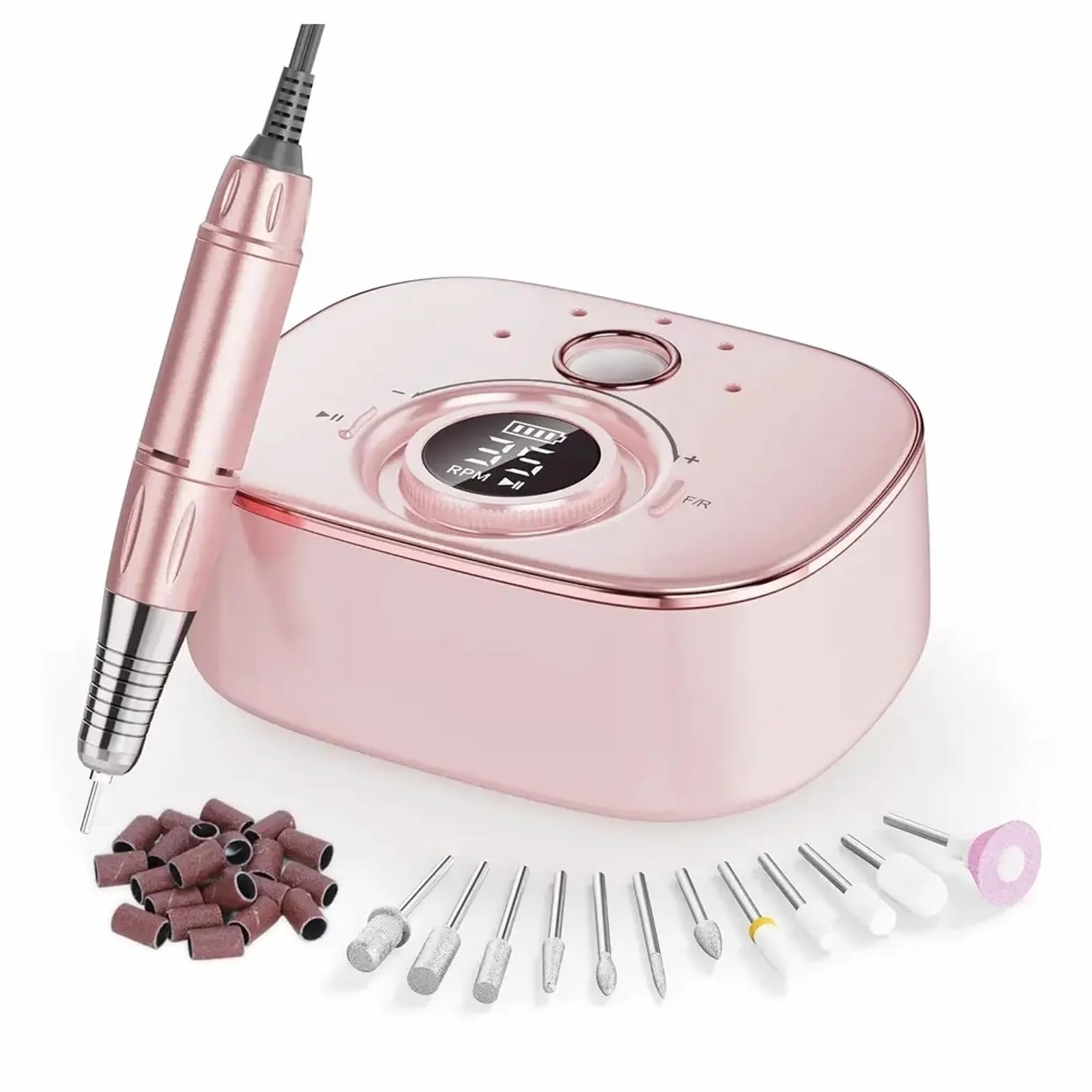 Torno para Uñas Lima de uñas eléctrica for uñas acrílicas, máquina de manicura eléctrica, Fresa portátil(Bianco)