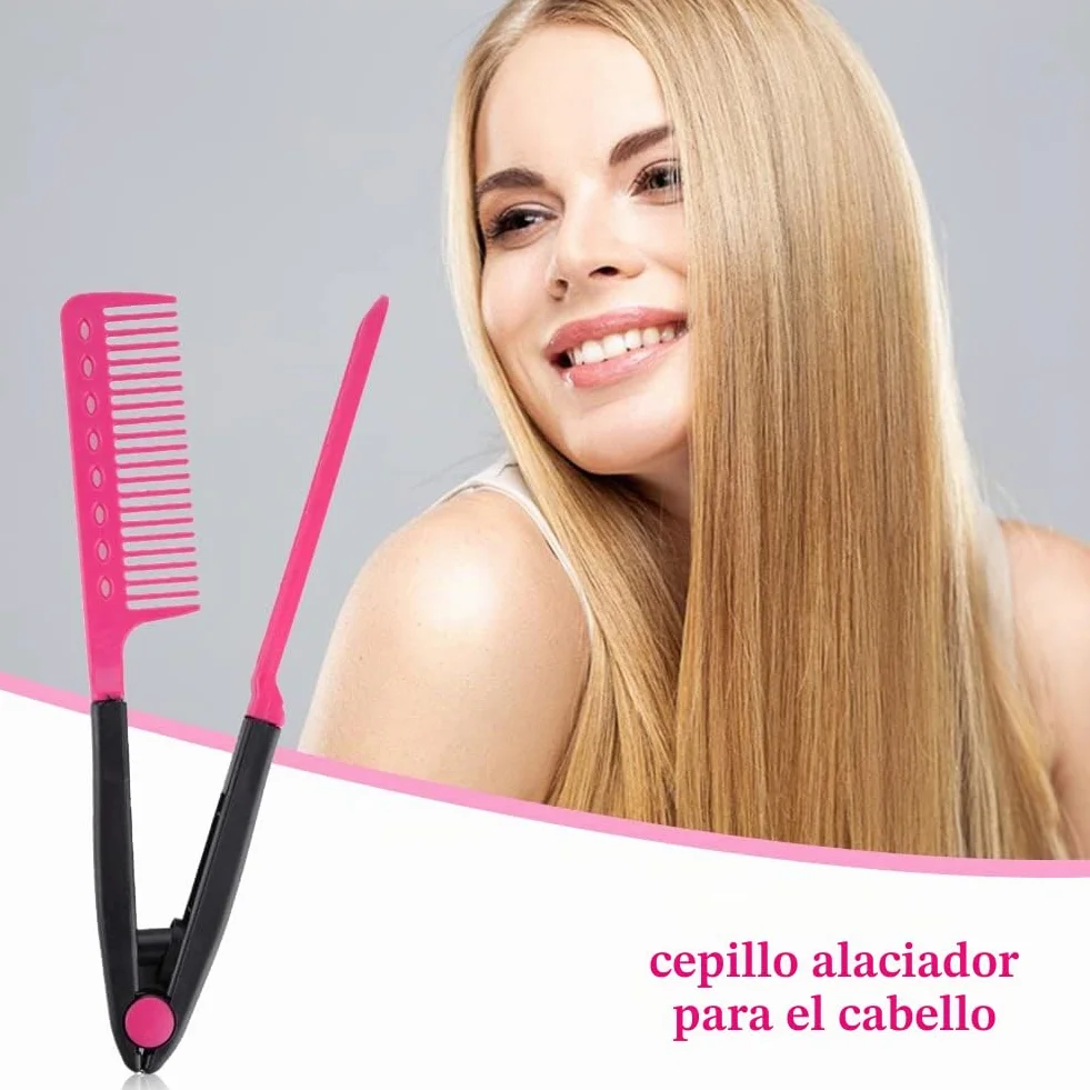 Peine en forma de V para cabello abultado y descuidado, casa y salón