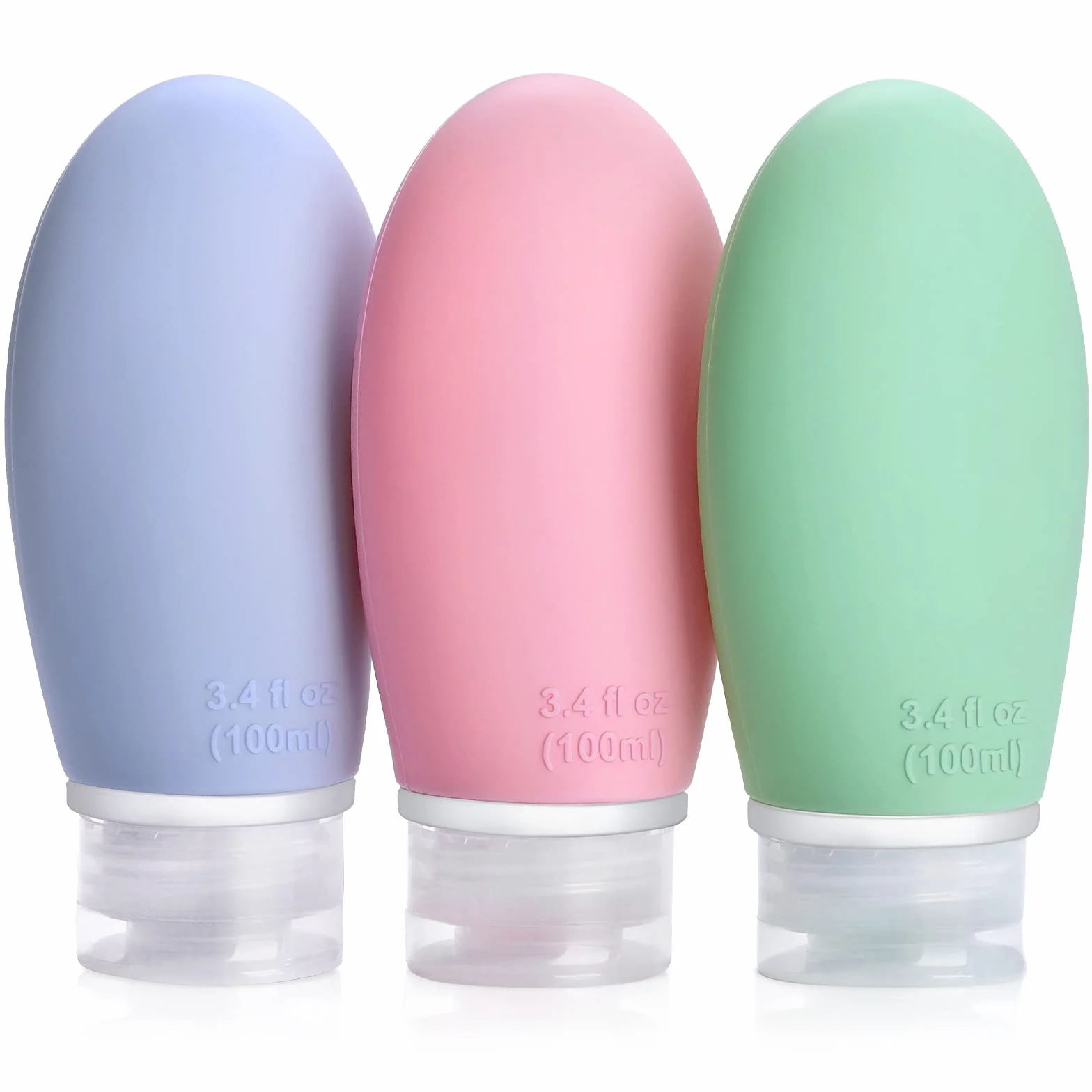 Opret Botes Viaje Rellenables 100ml 3 Piezas, Botellas de Silicona para Gel y Champu a Prueba de Fugas