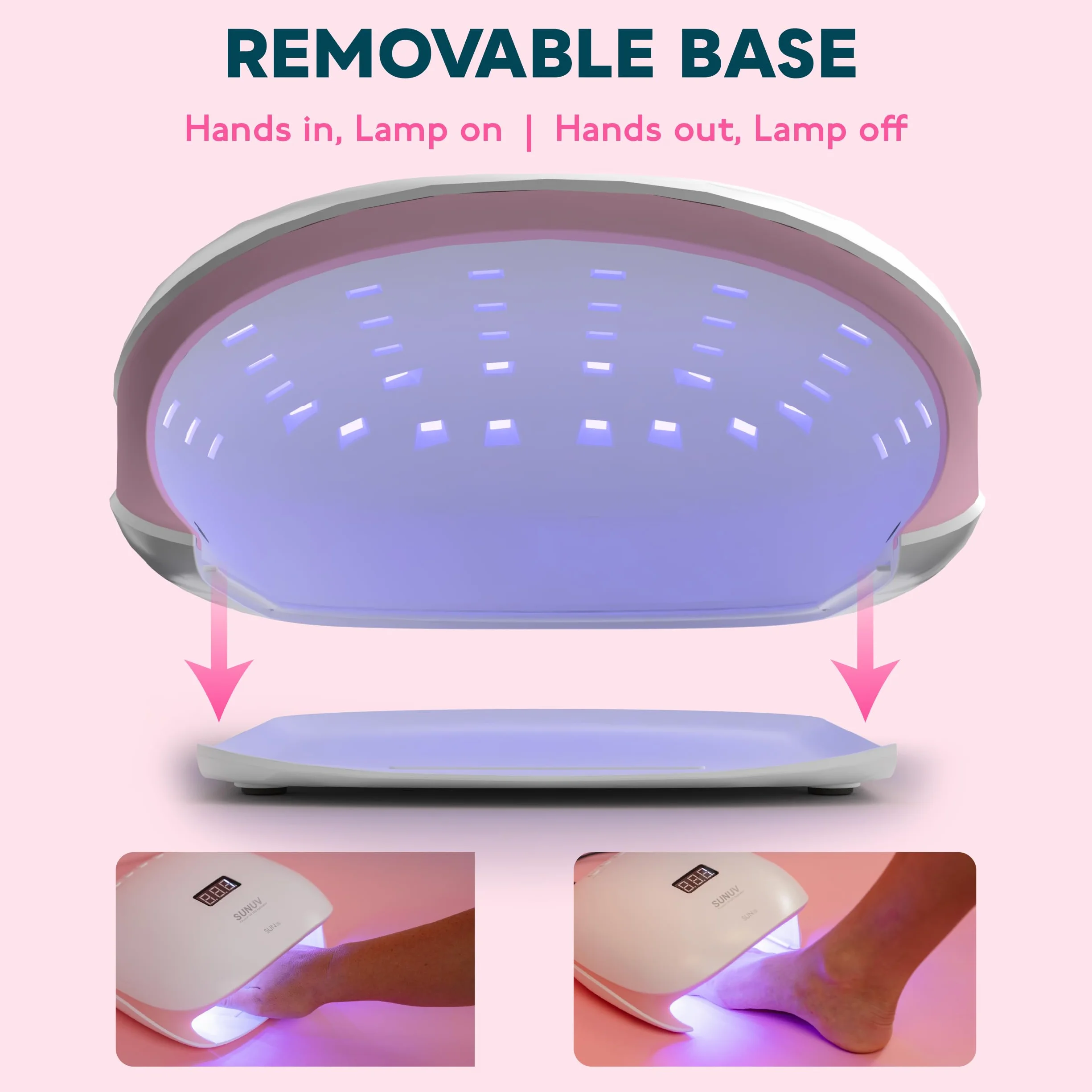 SUNUV Lámpara Led Uñas Secador UV de Uñas para Gel de Uñas con Temporizadores, Pantalla LCD para Hogar y Salón de Belleza