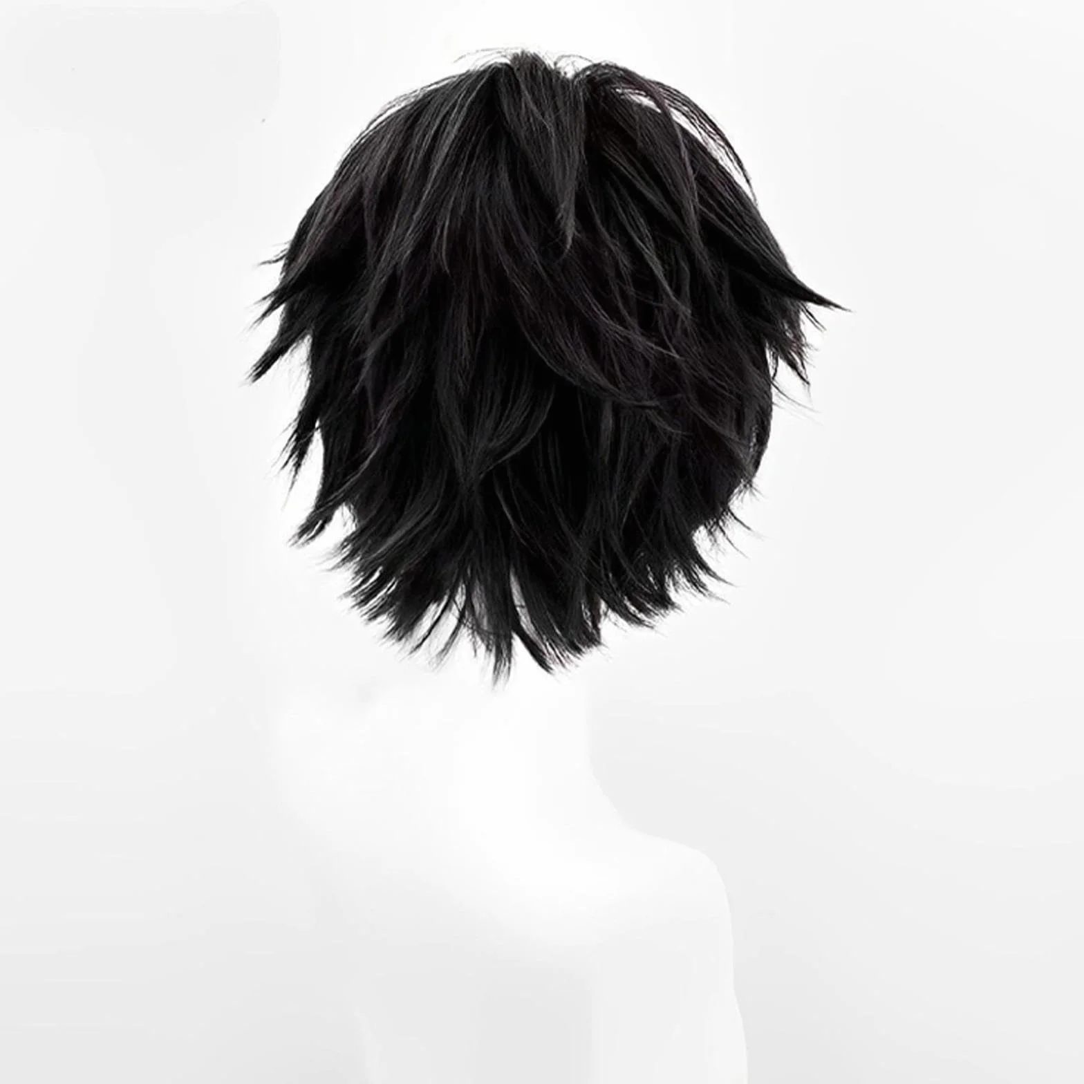 Peluca Corta Negro Lacio Cosplay para Halloween Fiesta