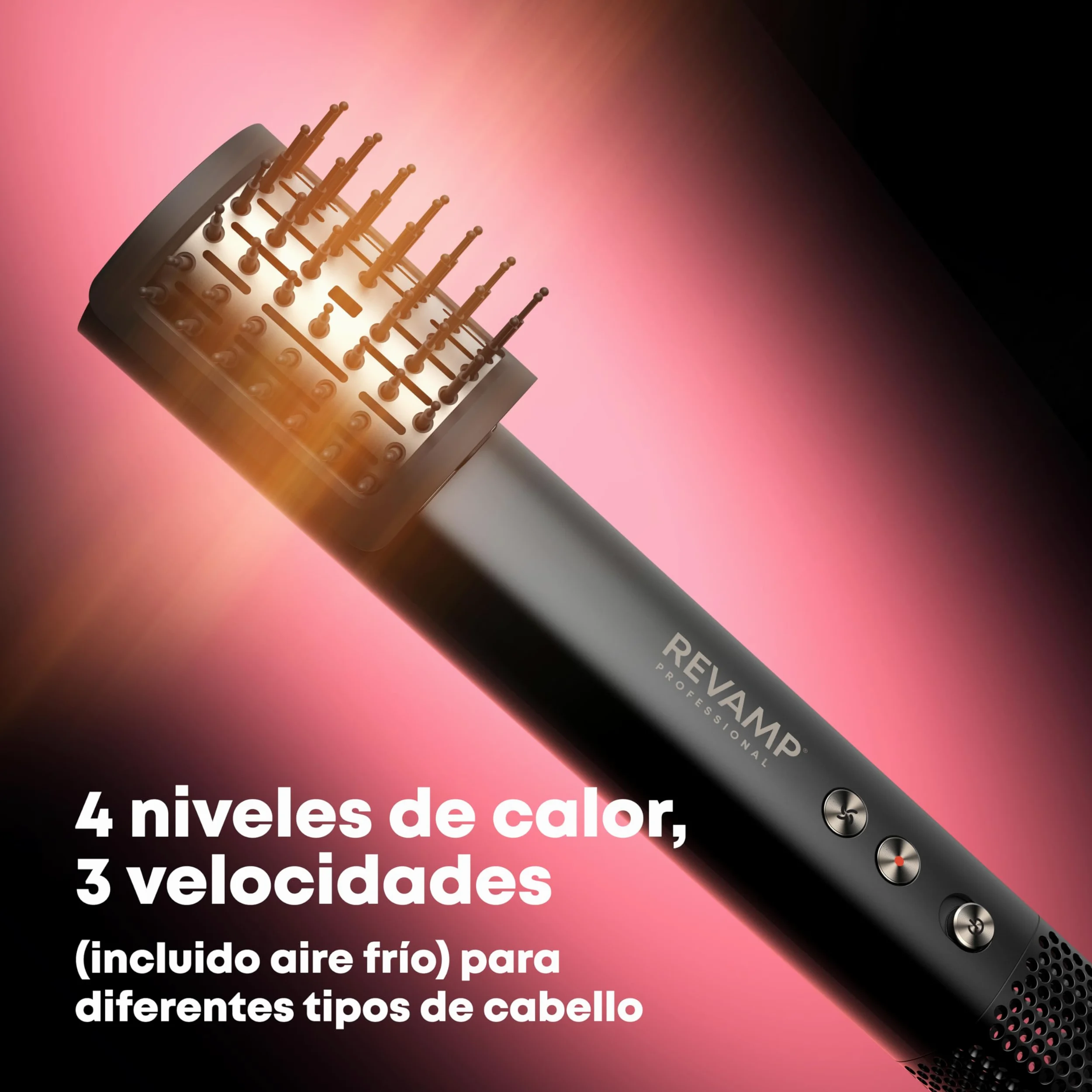 REVAMP HydroShine Air Cepillo Secador 3 en 1 - Hydro Ion | Cepillo Alisador, Profesional, Hidratación y Brillo, Estilizador de Aire, Accesorios, Ultraligero