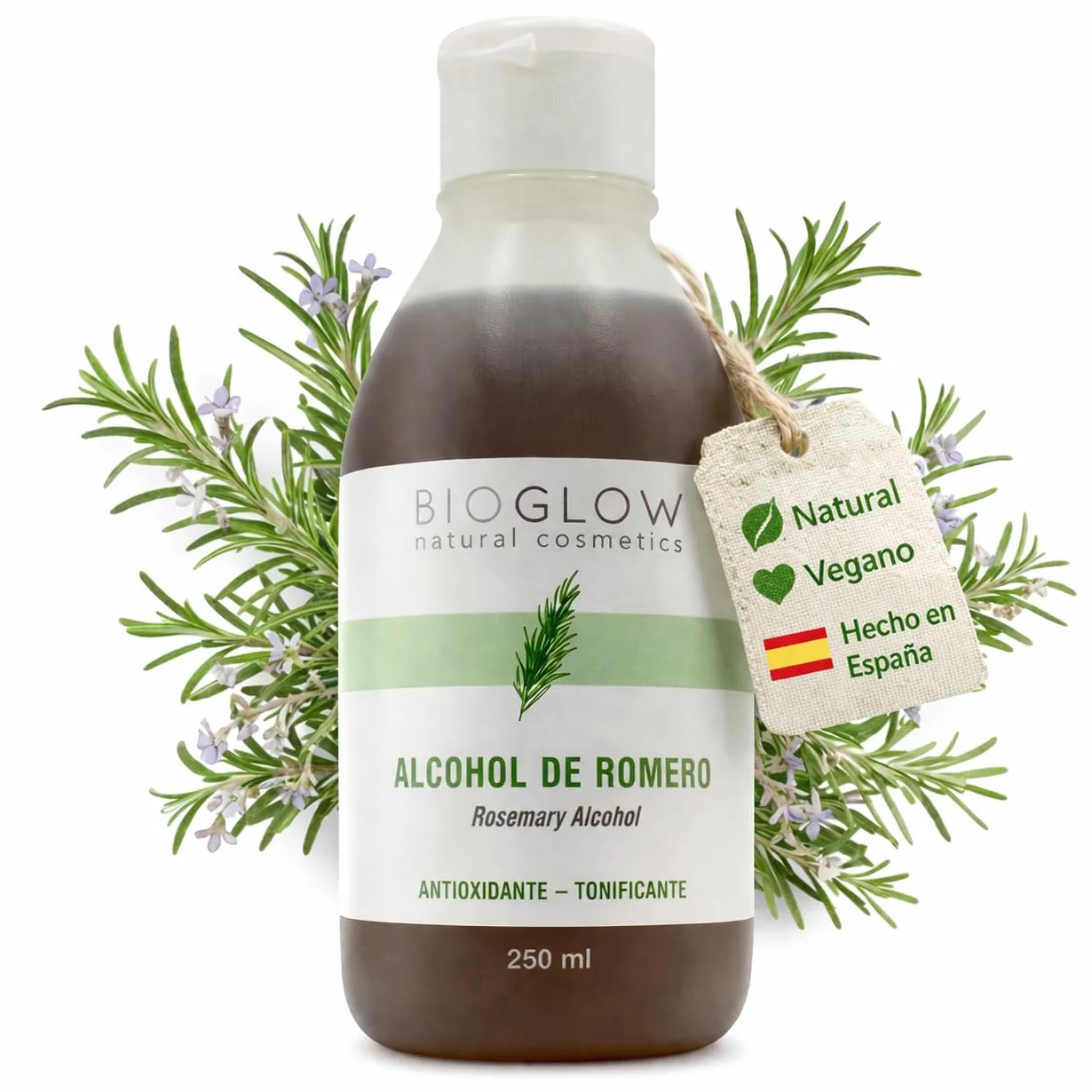 Alcohol de Romero Natural 250 ml Tónico Corporal para Masaje, Estimula la Circulación, Piernas Cansadas