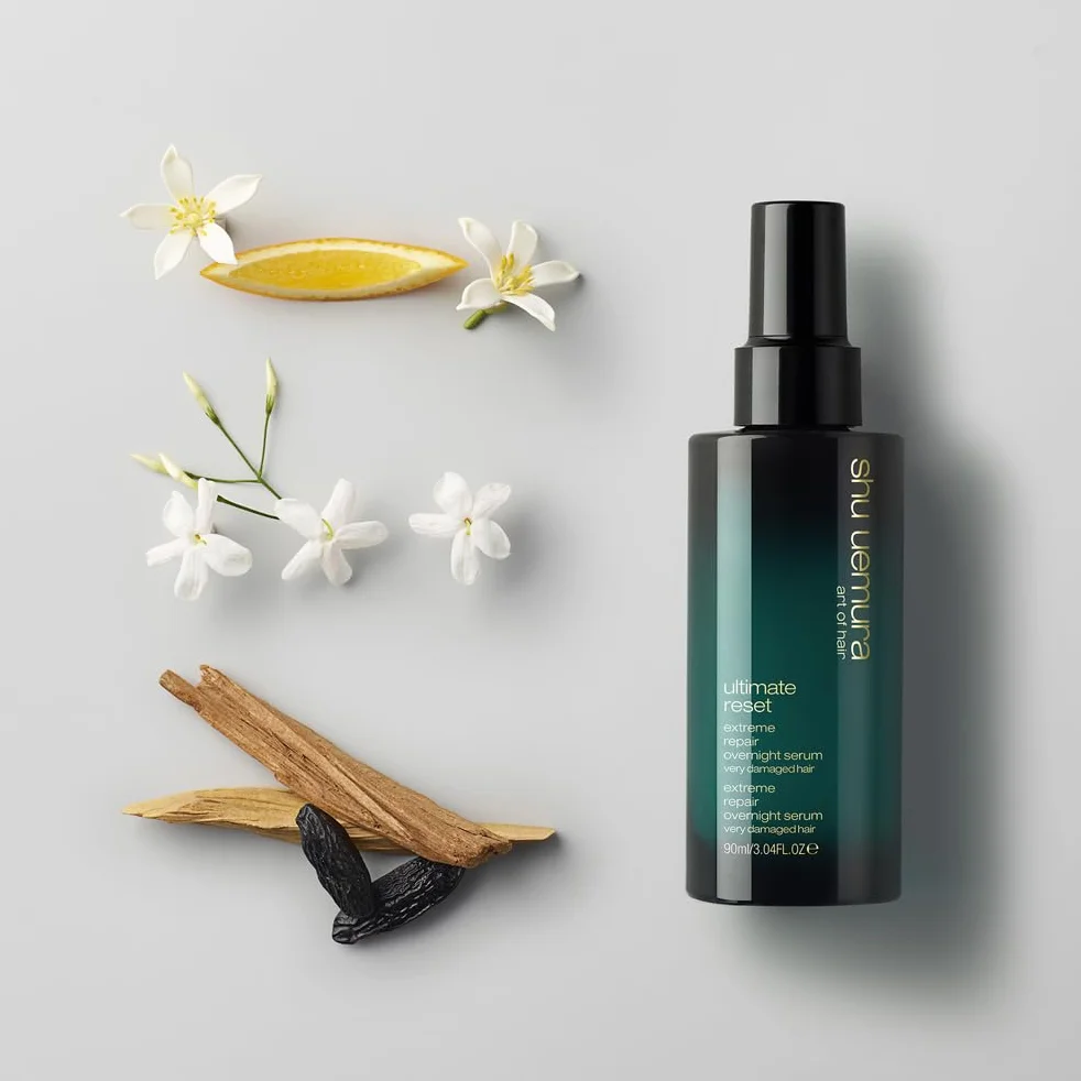 Shu Uemura, Sérum de Noche de Reparación Extrema Ultimate Reset, Hidrata, Nutre y Repara en Profundidad, Enriquecido con Extracto de Arroz y Péptidos, Para Cabello Muy Dañado, 90ml