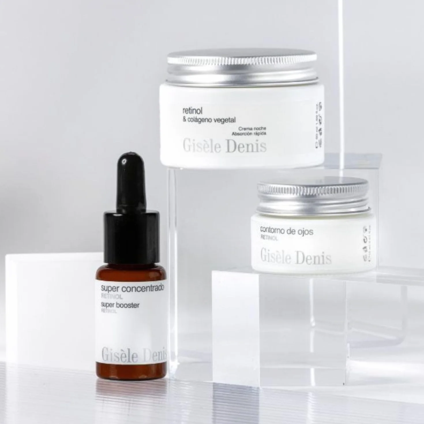 GISÈLE DENIS - Tratamiento Antimanchas Facial (Crema Facial Retinol y Colágeno Vegetal 50 ml + Contorno de Ojos 15 ml + Super Concentrado Facial 15 ml) para Todo Tipo de Piel, Fórmula Vegana
