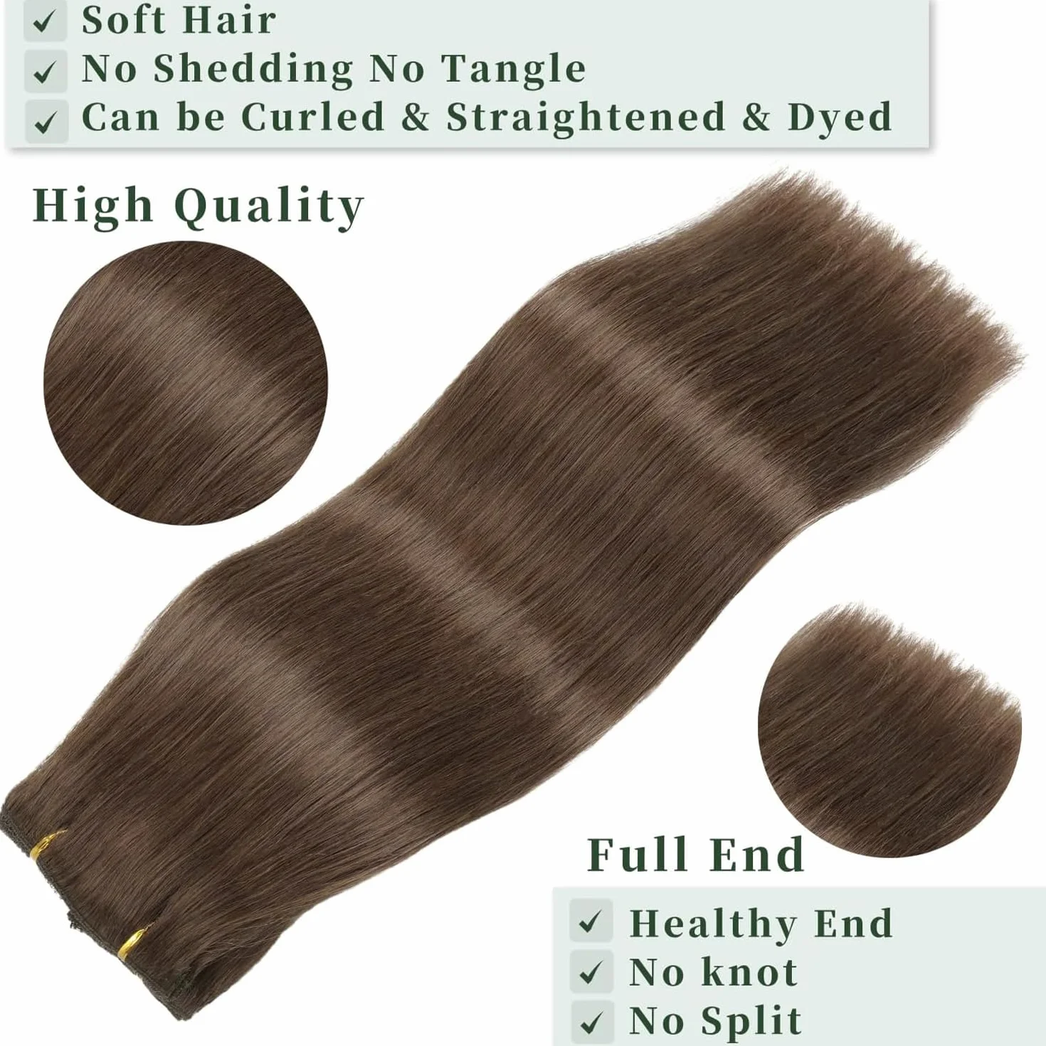 Extensiones pelo natural Castrado medio 7pcs 40cm 120g sin costuras mujer