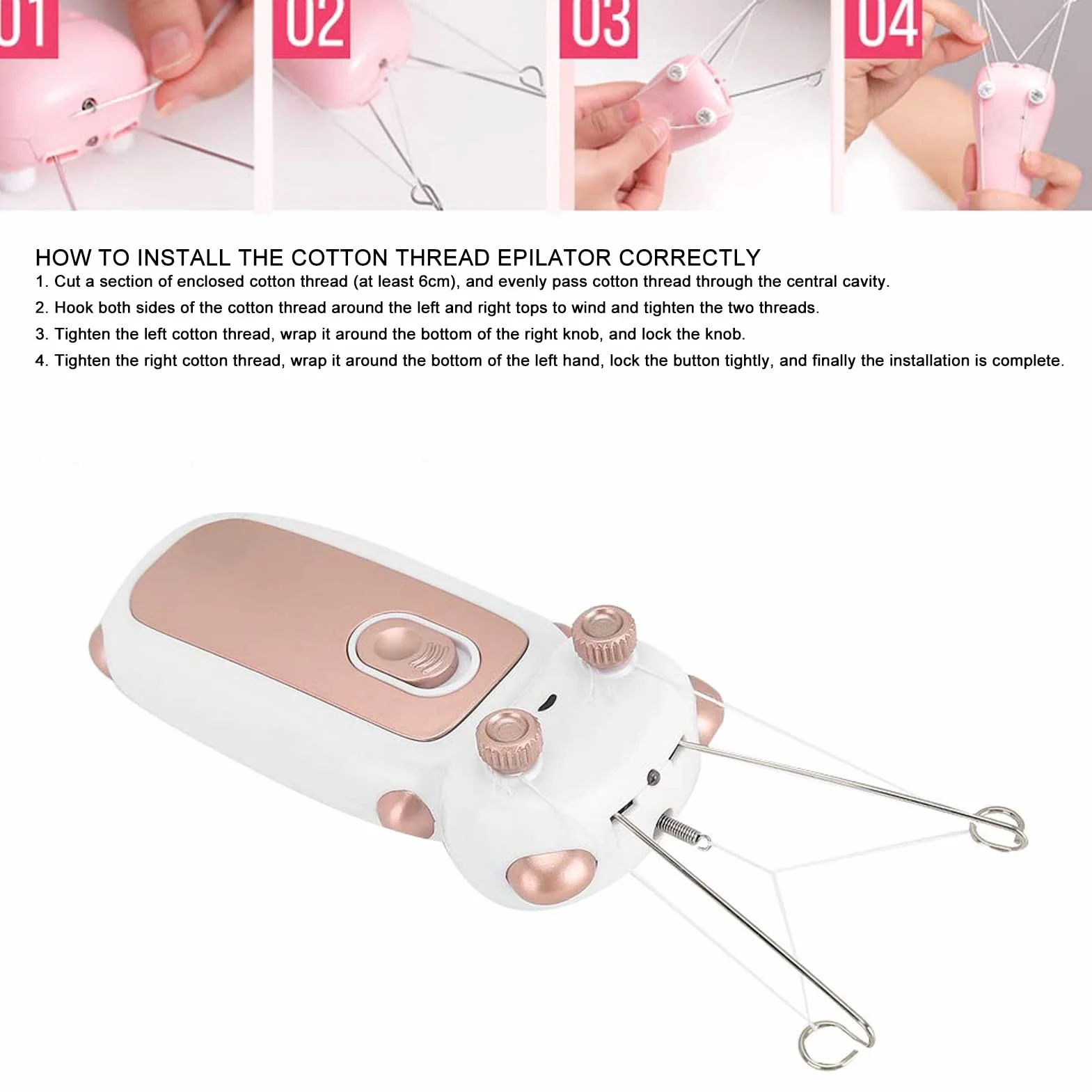 Alambre Eléctrico para Depilación Facial, Hilo de Algodón de Repuesto para Depiladora, dispositivo de depilación facial, eliminador de vello facial para uso eléctrico para mujeres