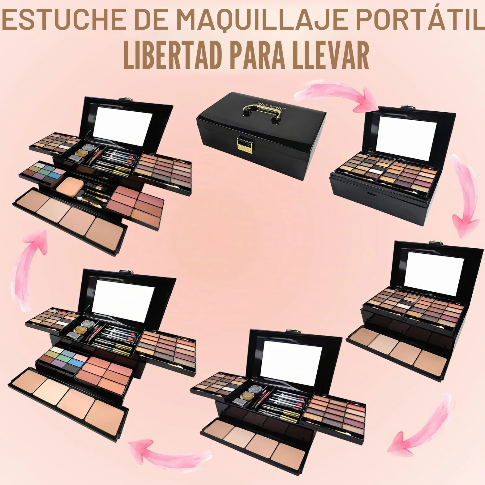 Calendario de Adviento 2024, juego de maquillaje, 39 colores, juego de regalo multifunción, selección de vacaciones, caja de belleza con paleta de sombras de ojos, pintalabios, colorete, rímel