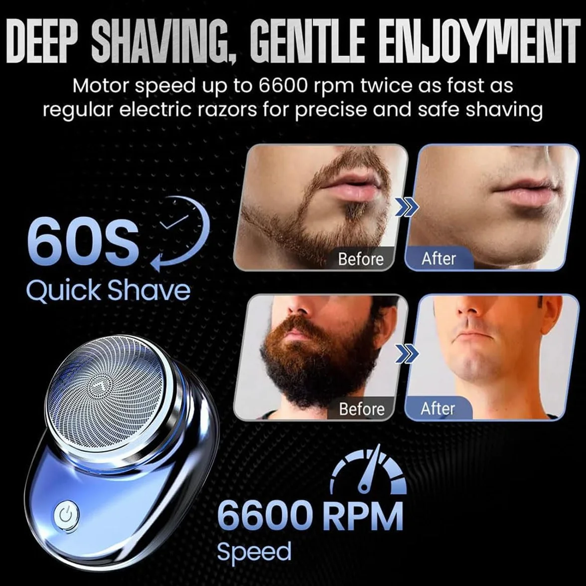 Lureza Shaver - Mini afeitadora Lureza, mini afeitadora eléctrica portátil, tamaño de bolsillo, afeitadoras eléctricas portátiles para hombres, húmedo y seco, tamaño de bolsillo, apto para viajes