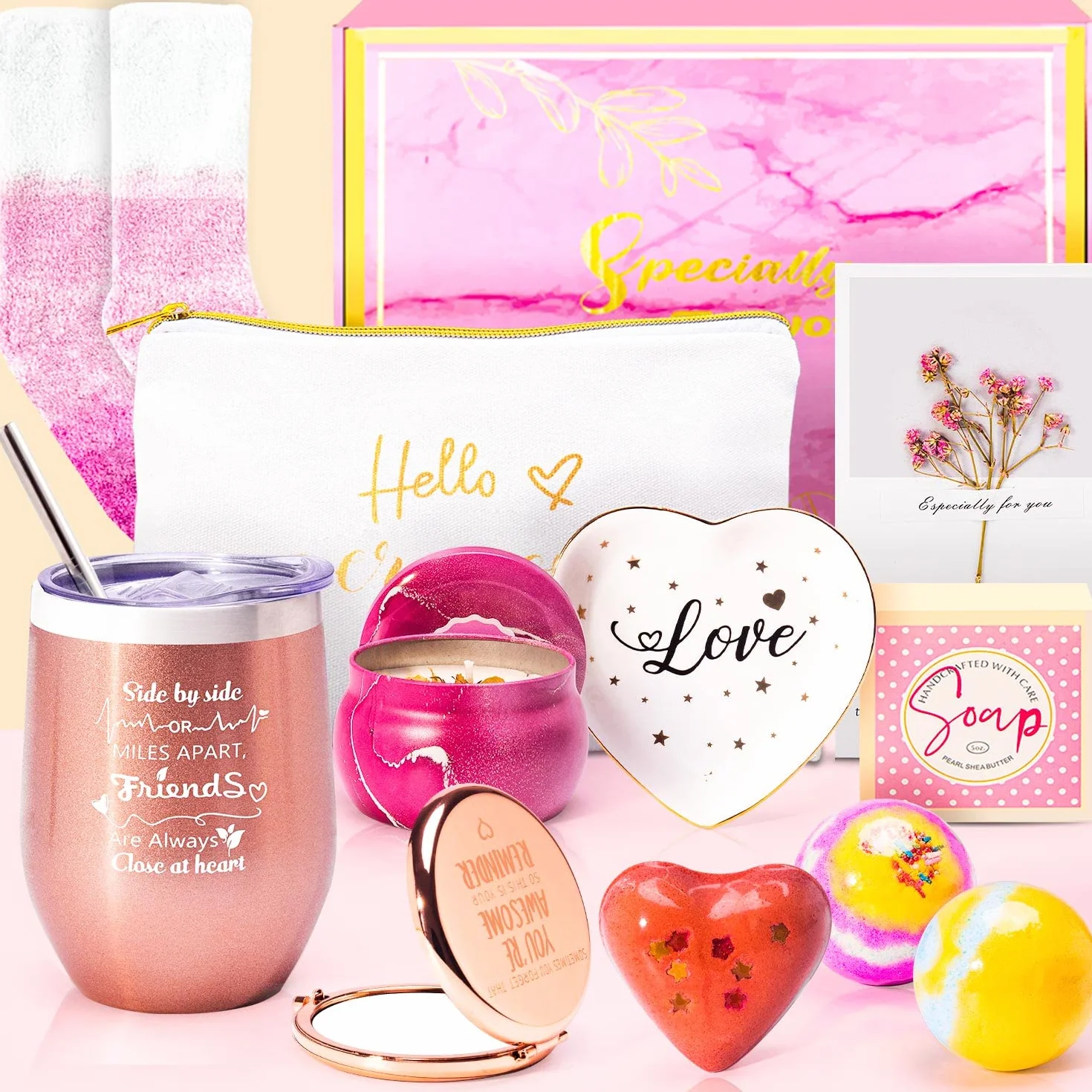 Regalos de cumpleaños para mujeres, cesta de regalo relajante para spa, para su madre, hermana, mejor amiga, juego de baño único de feliz cumpleaños, ideas de regalo, cajas de regalo de cumpleaños