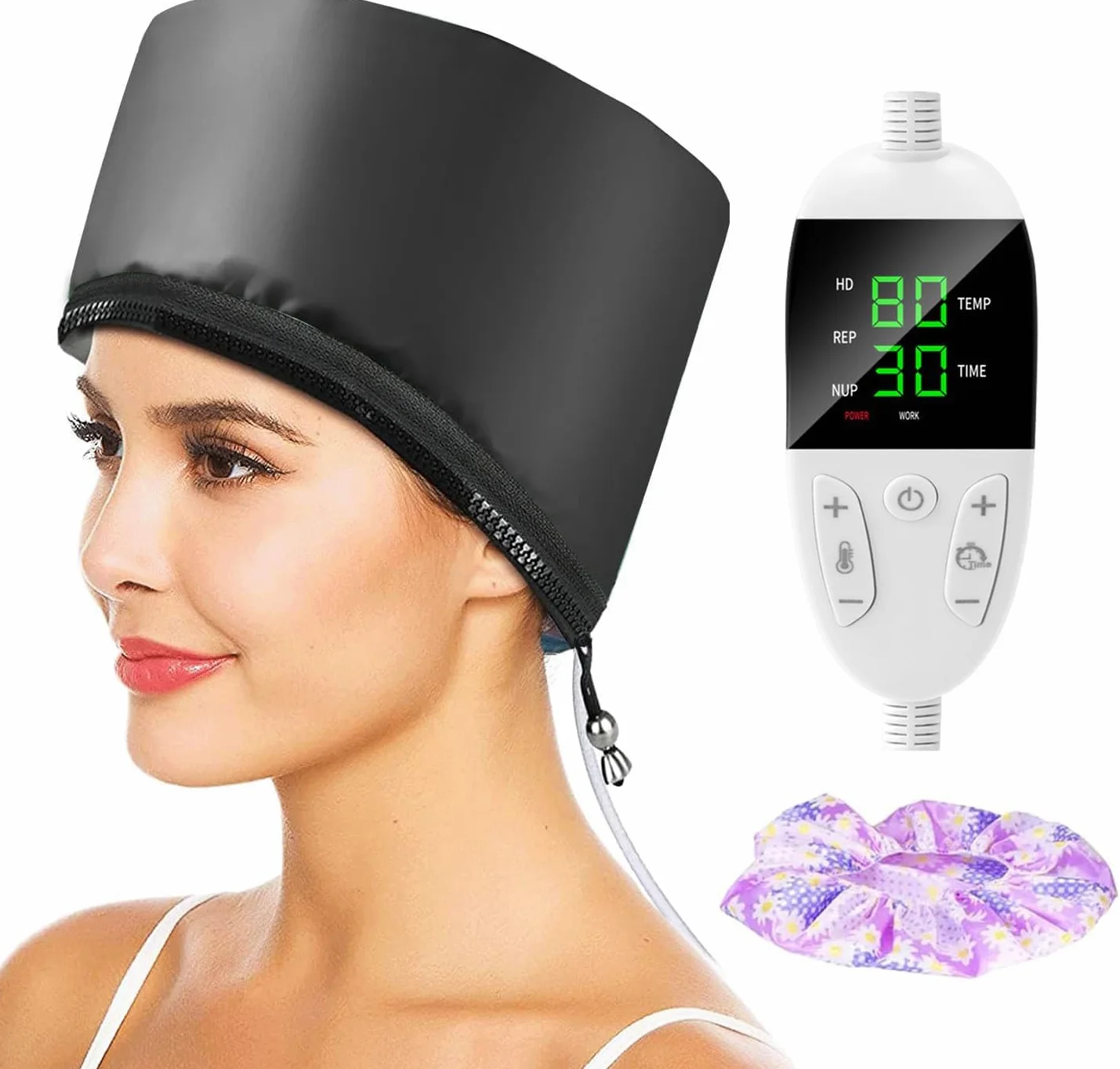 Biutee Gorro Térmico con Temporizador 10-90 Minutos Temperatura Ajustable Peluquería Spas Salones Hogar Negro