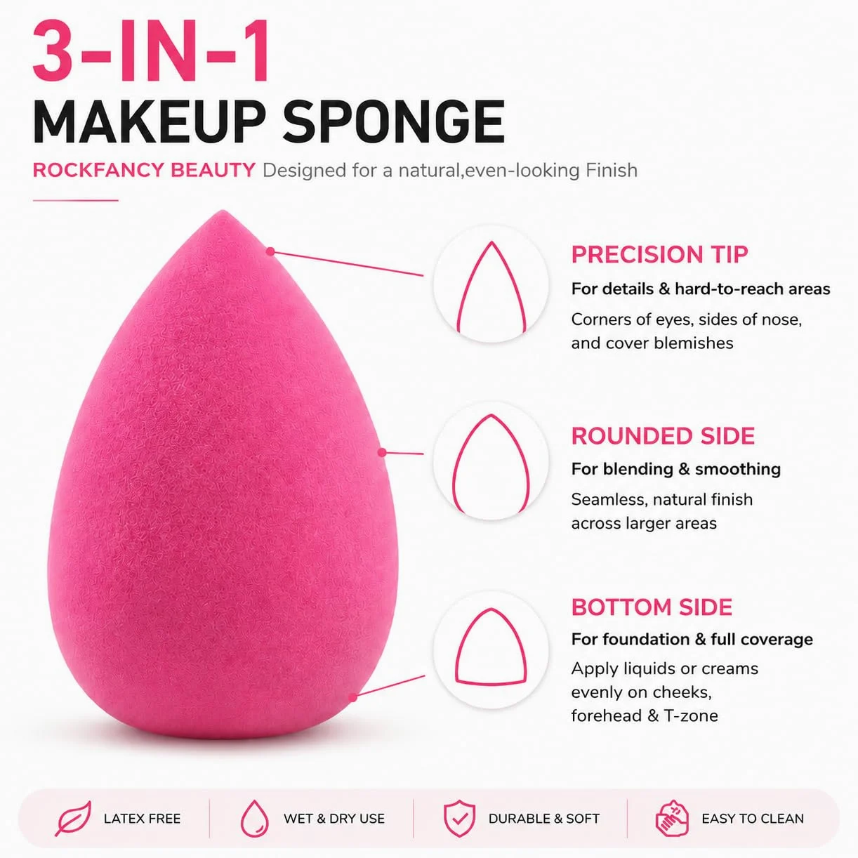 Esponja de maquillaje Blender para base y polvos de mezcla, vegana
