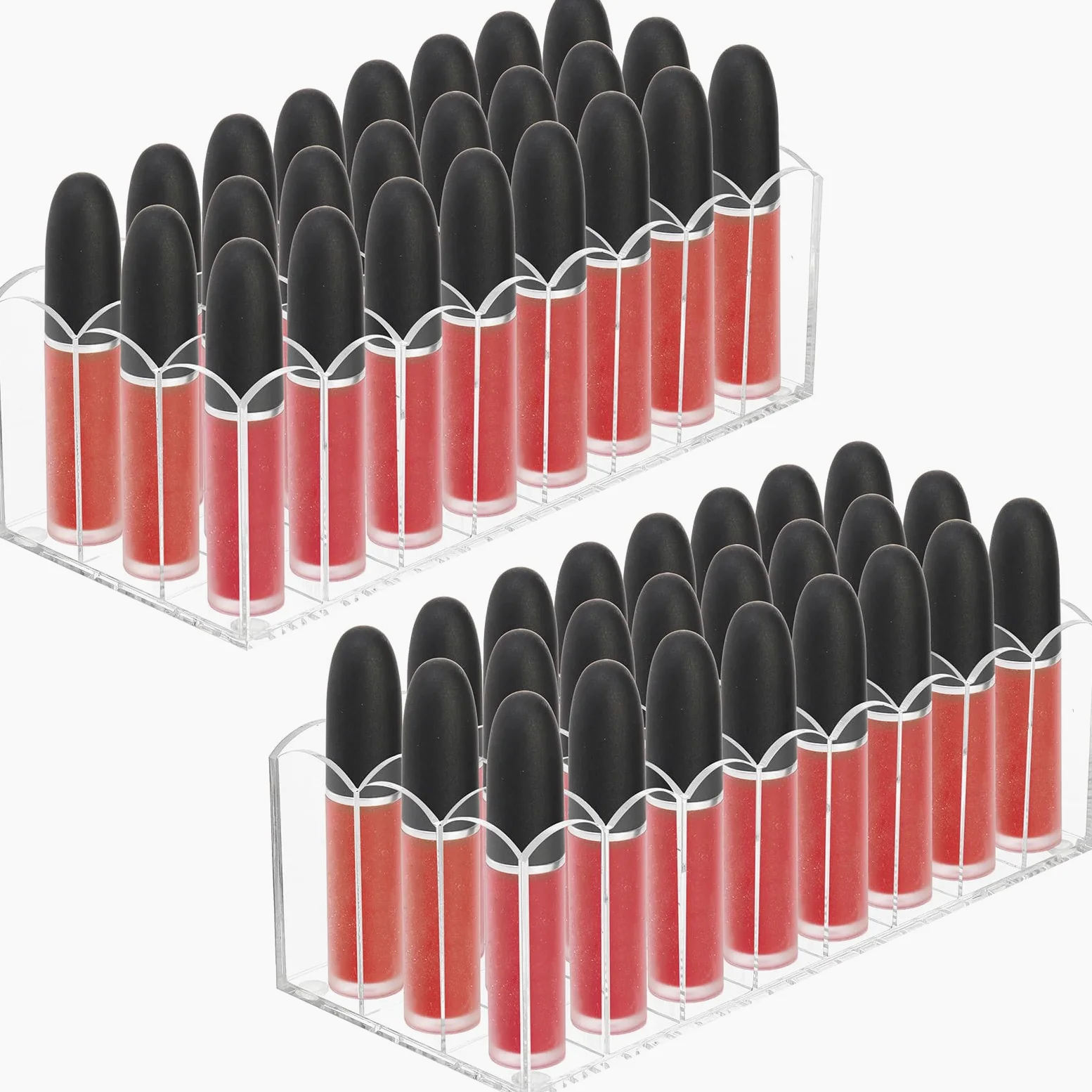 Hedume Organizador de brillo de labios, 24 espacios, acrílico brillo de labios y soporte de maquillaje de belleza, estuche expositor para brillo de labios alto/productos de pintalabios