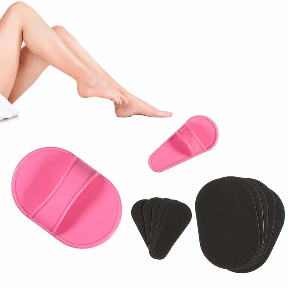 10 Piezas Set de Almohadillas de Depilación, Guante Depilatorio de Eliminar Vello de Manopla de Depilación de 2 Tamaños 8 Papeles de Lija Fino Negro de Exfoliación para Mujer Depilar labio de la cara