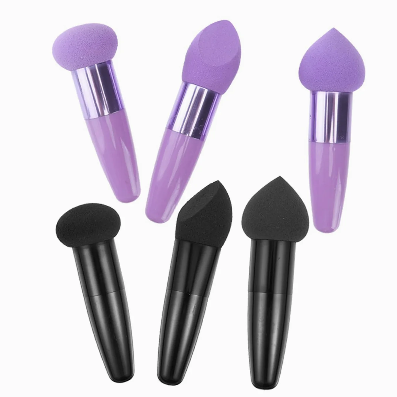 Esponjas De Maquillaje Flexibles y Pinceles De Esponja 6 Piezas Tamaño Portátil Para Productos De Belleza Uso Diario Profesional Kit Cosmético Rosa y Negro
