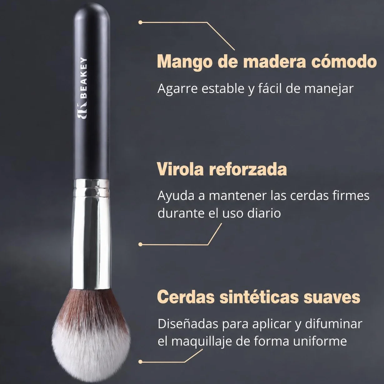 BEAKEY Set de Brochas de Maquillaje Profesional 10+2 Sintéticas Negro/Plateado