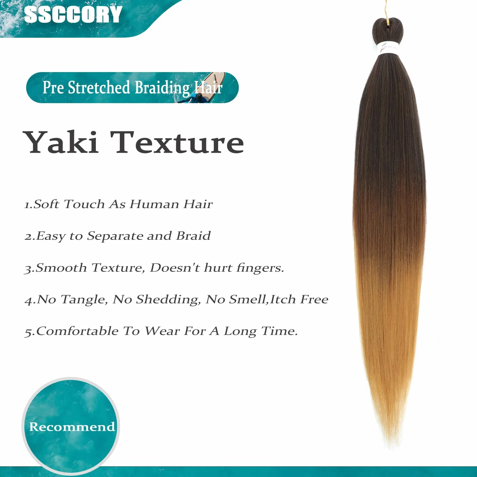 Braid Extensiones Cabello Sintético Yaki Braiding Twist Crochet 26 Pulgadas 6 Packs 1B/30/27#