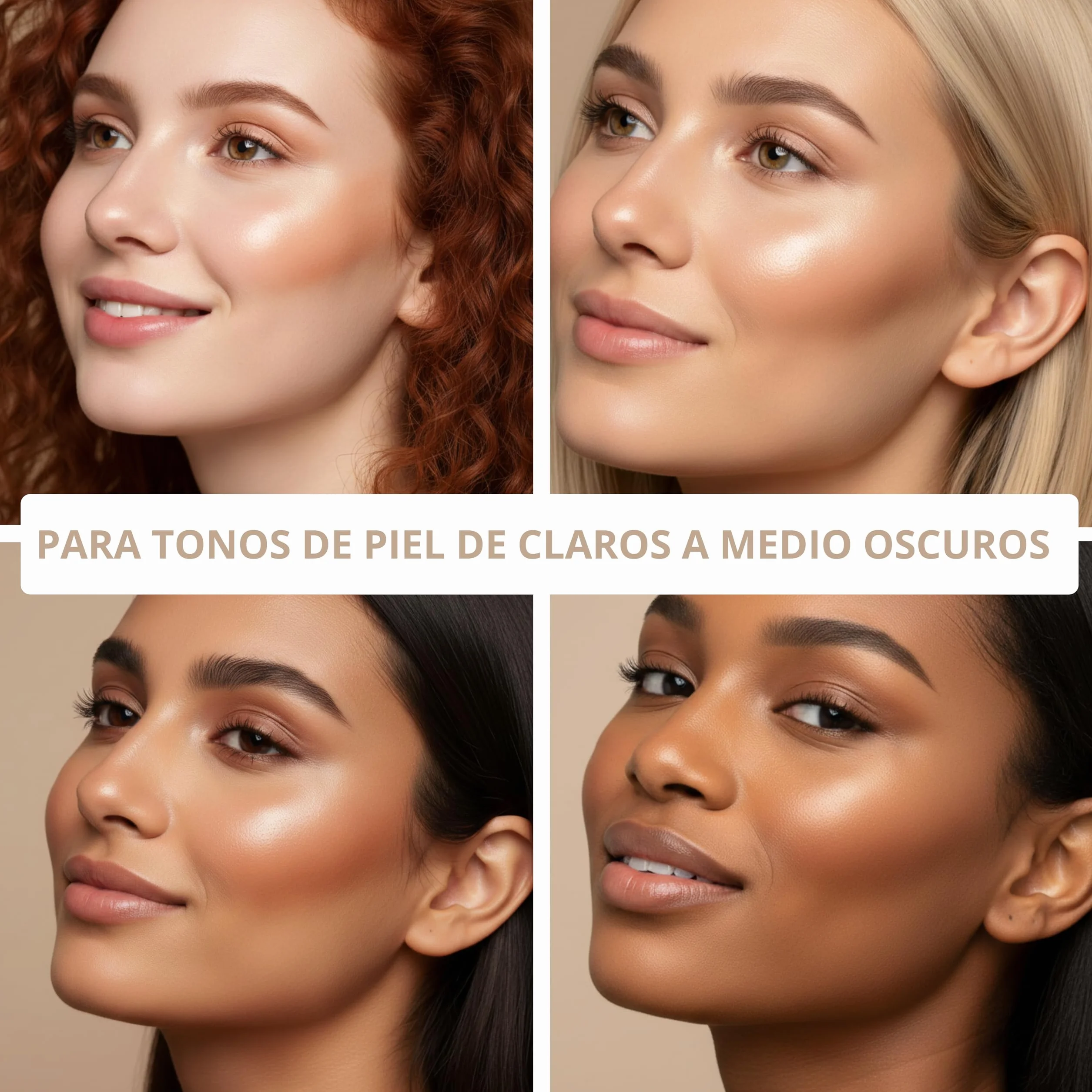 Paleta Contorno Maquillaje Polvos Compactos - Kit Contouring Polvo con Espejo - 4 Colores Mate Pigmentados - Vegano No Probado En Animales