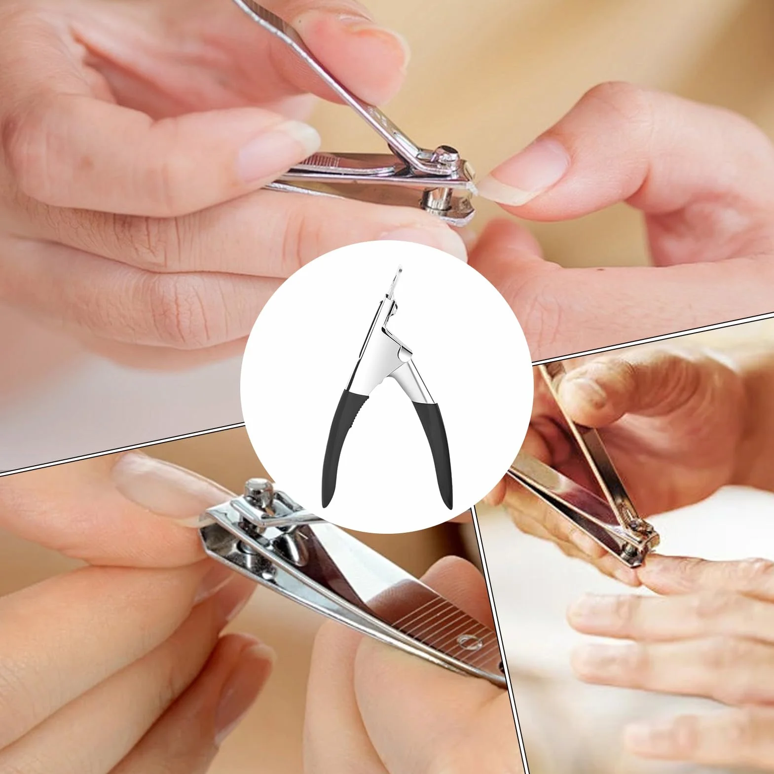 Cortador de uñas falso de acero inoxidable para puntas acrílicas, herramienta de manicura