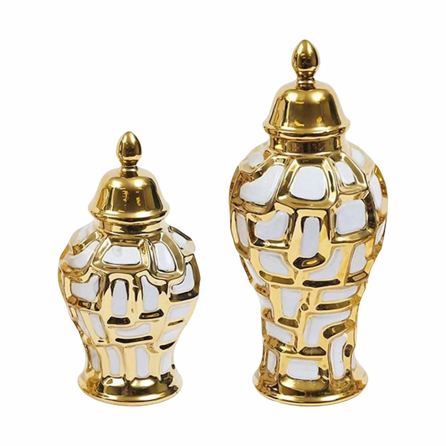 Florero de cerámica con abovedada, Recipiente para cosméticos con galvanoplastia para Decoraciones del hogar y la Boda, Elegante Recipiente para tarros de