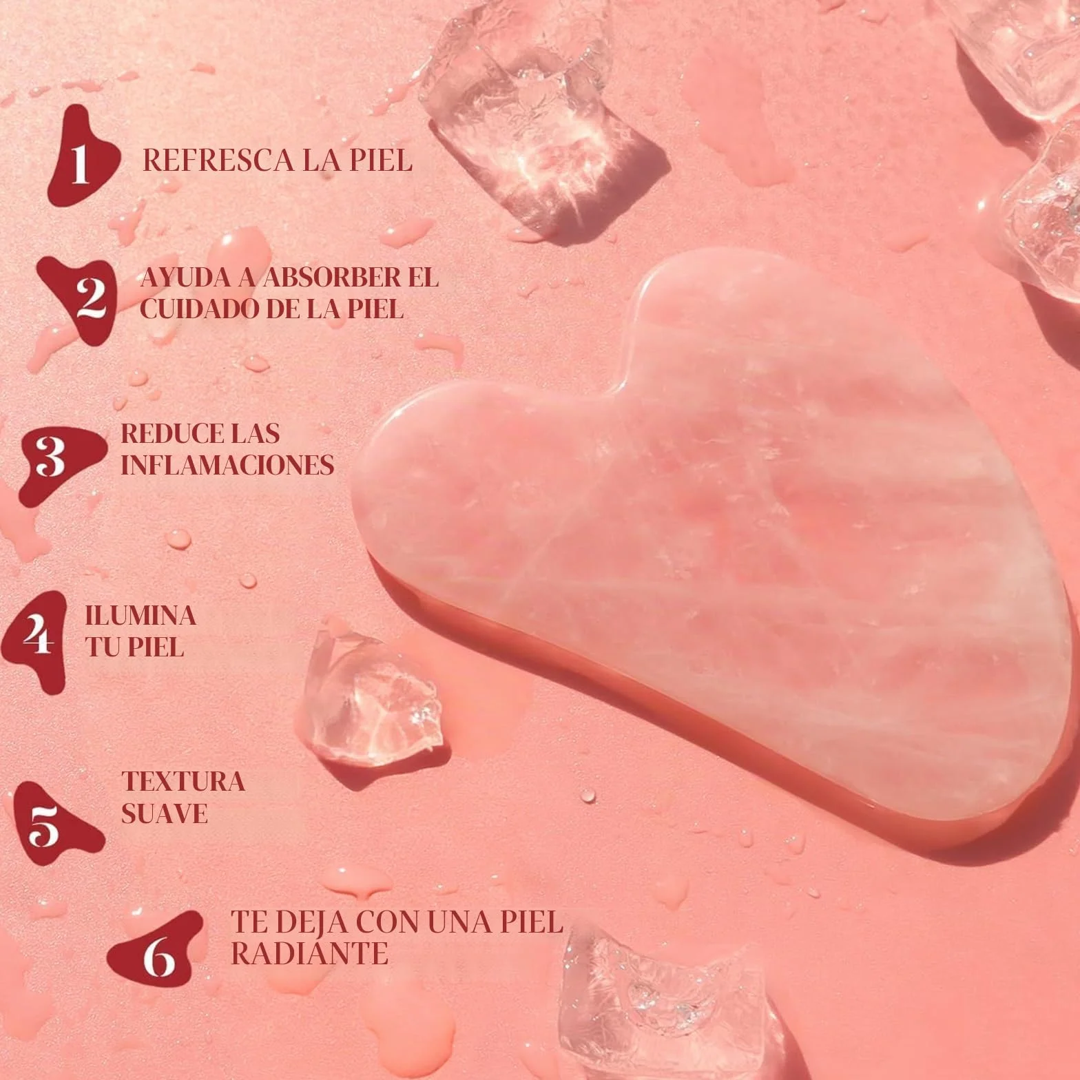 BAIMEI Gua Sha & Jade Roller, Cuarzo Rosa GuaSha, Masajeador Facial para Mujeres
